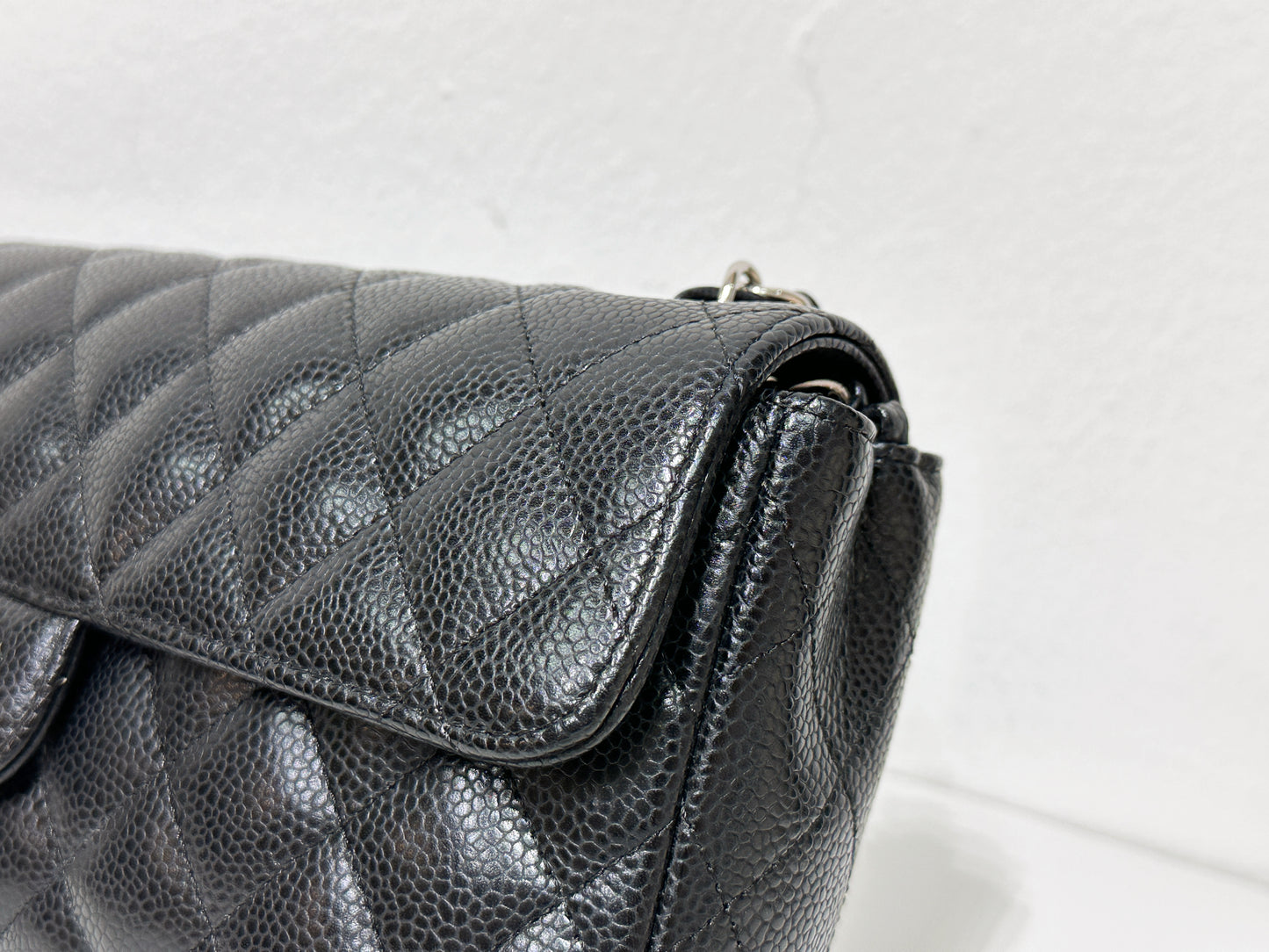 Chanel Caviar East West Flap Bag Black SHW 1172 holo card