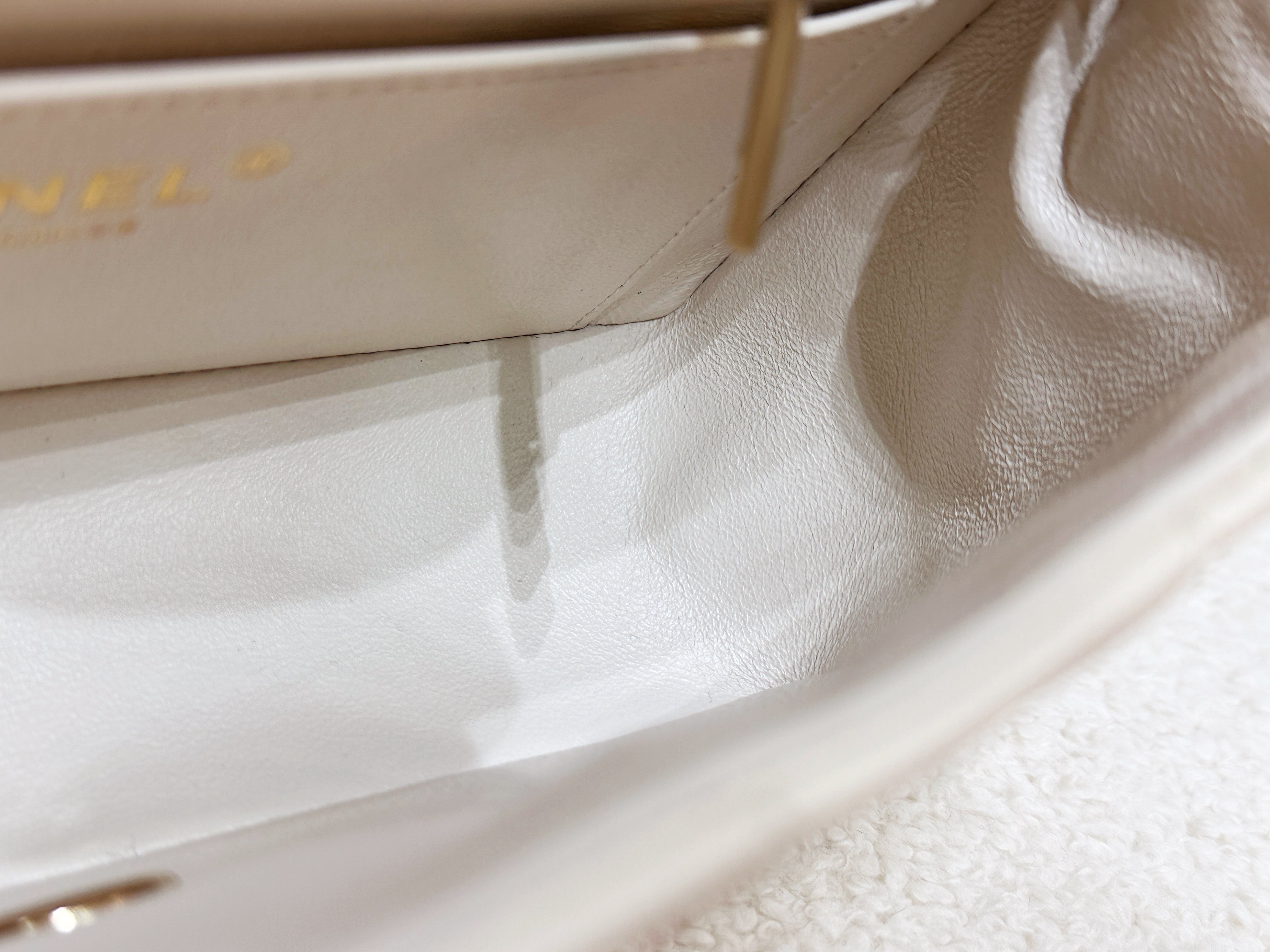 Chanel Mini Rectangular Classic Quilted Caviar Ivory 17C GHW 2383 holo card