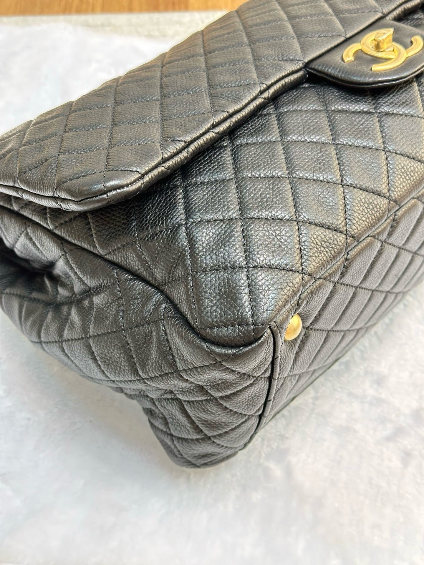 Chanel XXL Travel Calfskin Quilted Flap Bag Black GHW