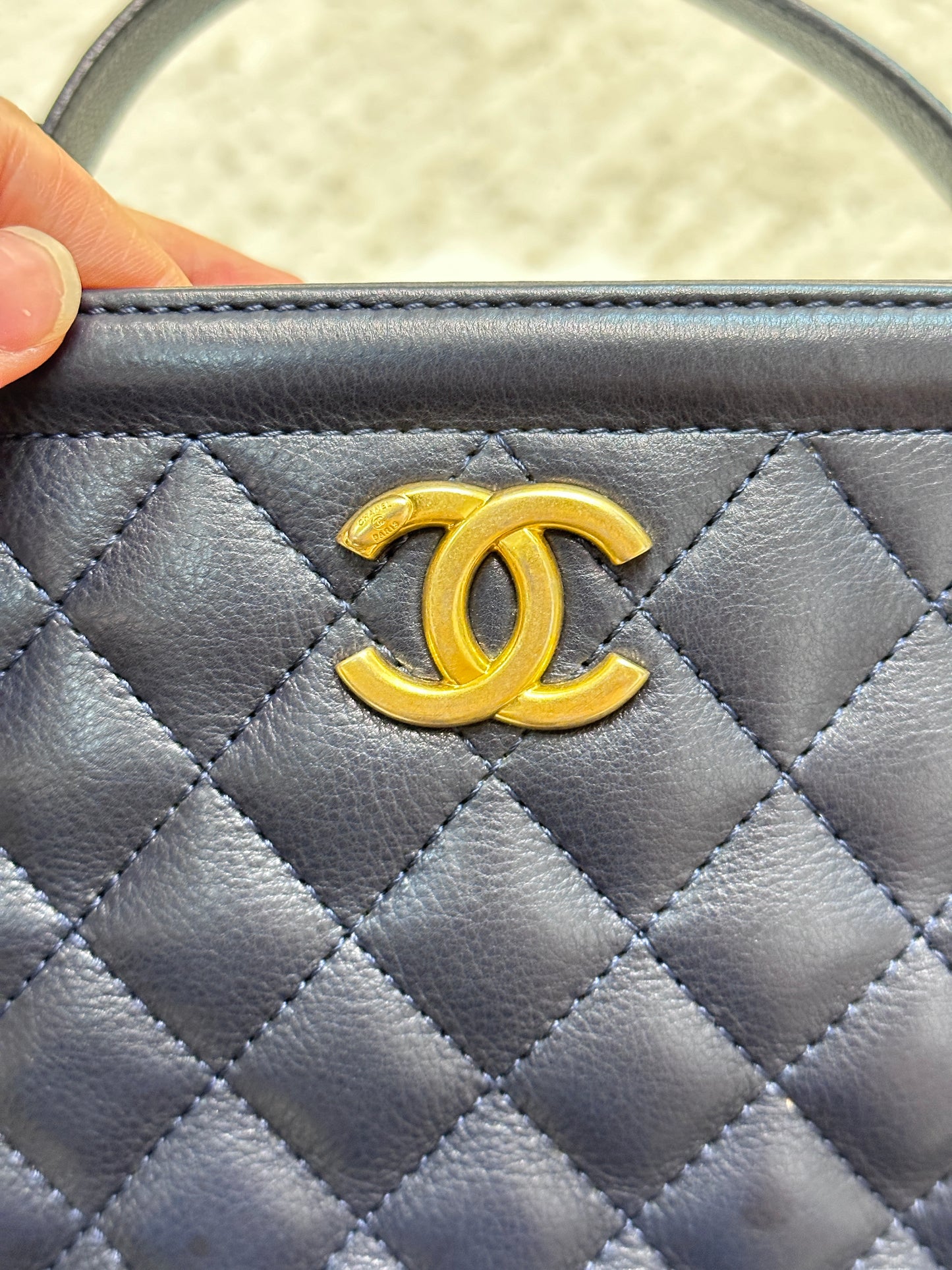 Chanel CC Top Handle Vanity Case Quilted Calfskin Small