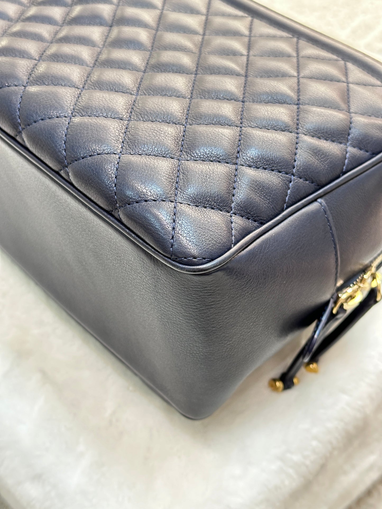 Chanel CC Top Handle Vanity Case Quilted Calfskin Small