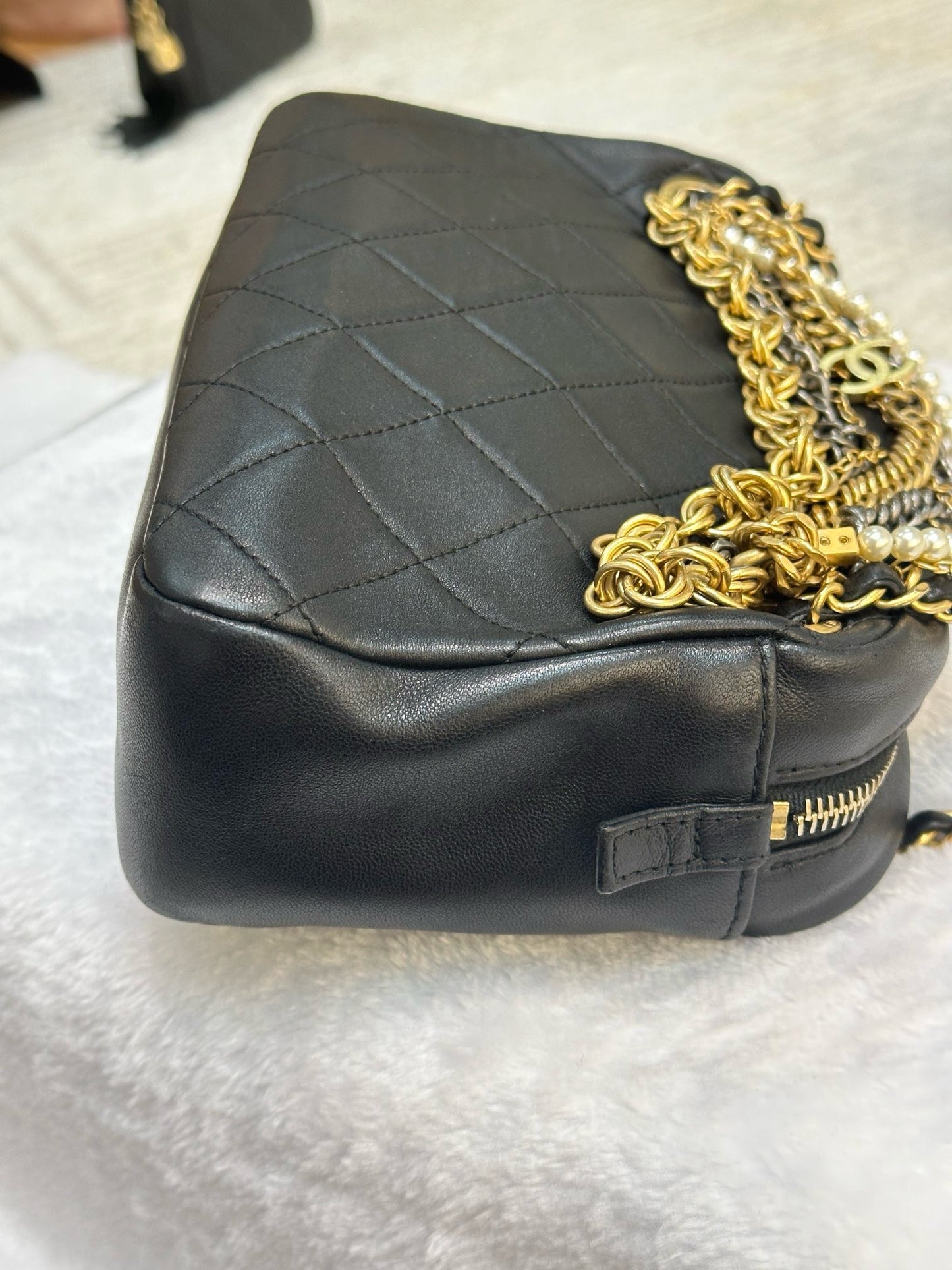 Chanel Lambskin Quilted All About Chains Camera Bag Black