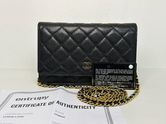 Chanel Classic Wallet on Chain Caviar Black GHW 2859 Holo card