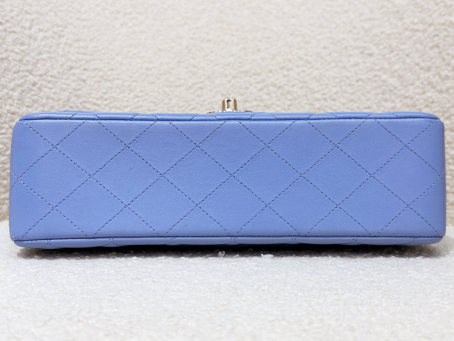 Chanel 21c Small Lambskin Classic Quilted Double Flap Bag Sky Blue GHW 3072 holo card
