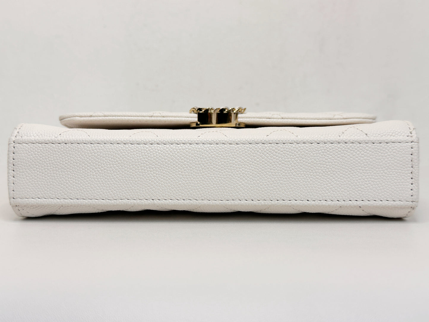 Chanel 23P Top Handle Kelly Clutch with Chain in White Caviar GHW