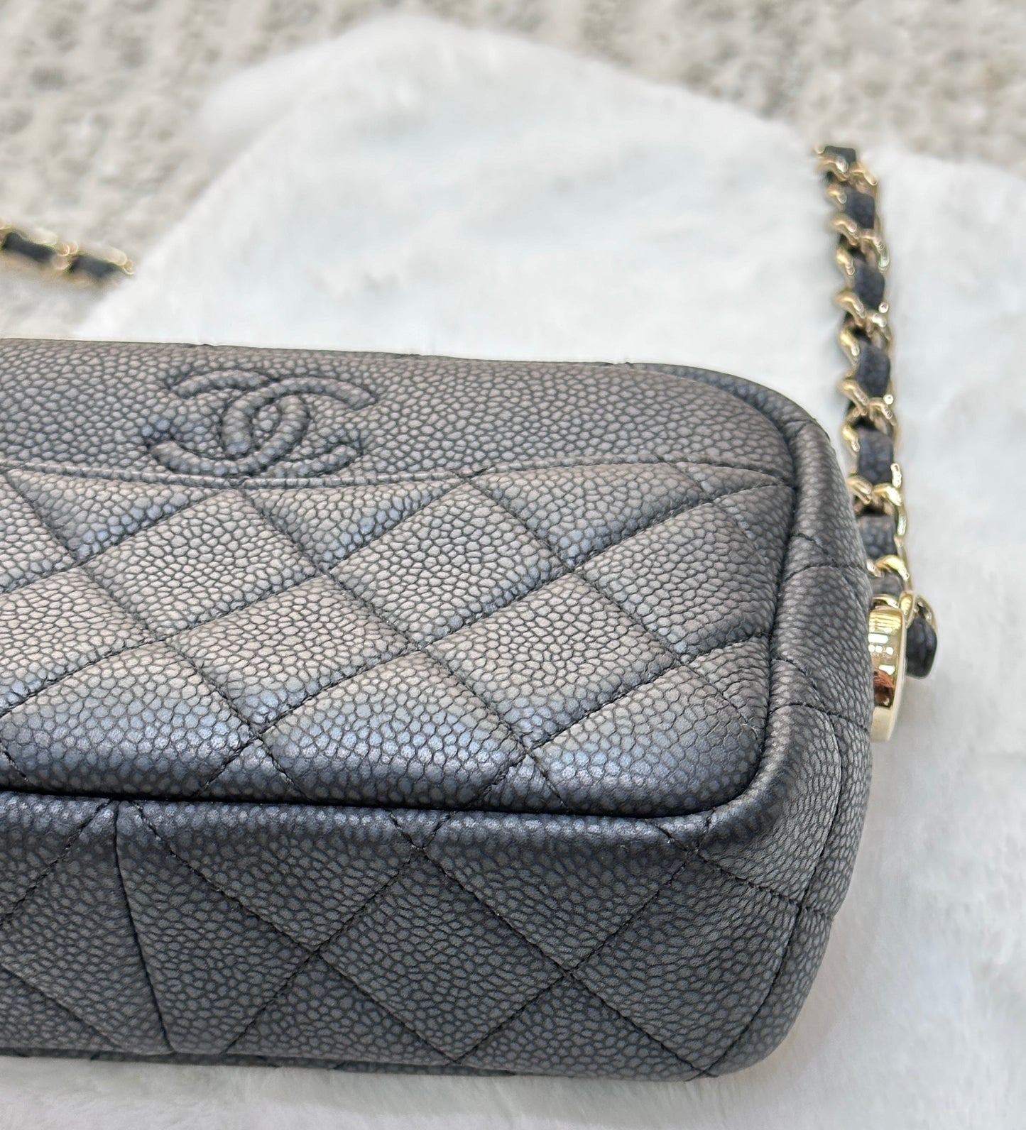 CHANEL Caviar Quilted Mini Coco Tassel Camera Case Black