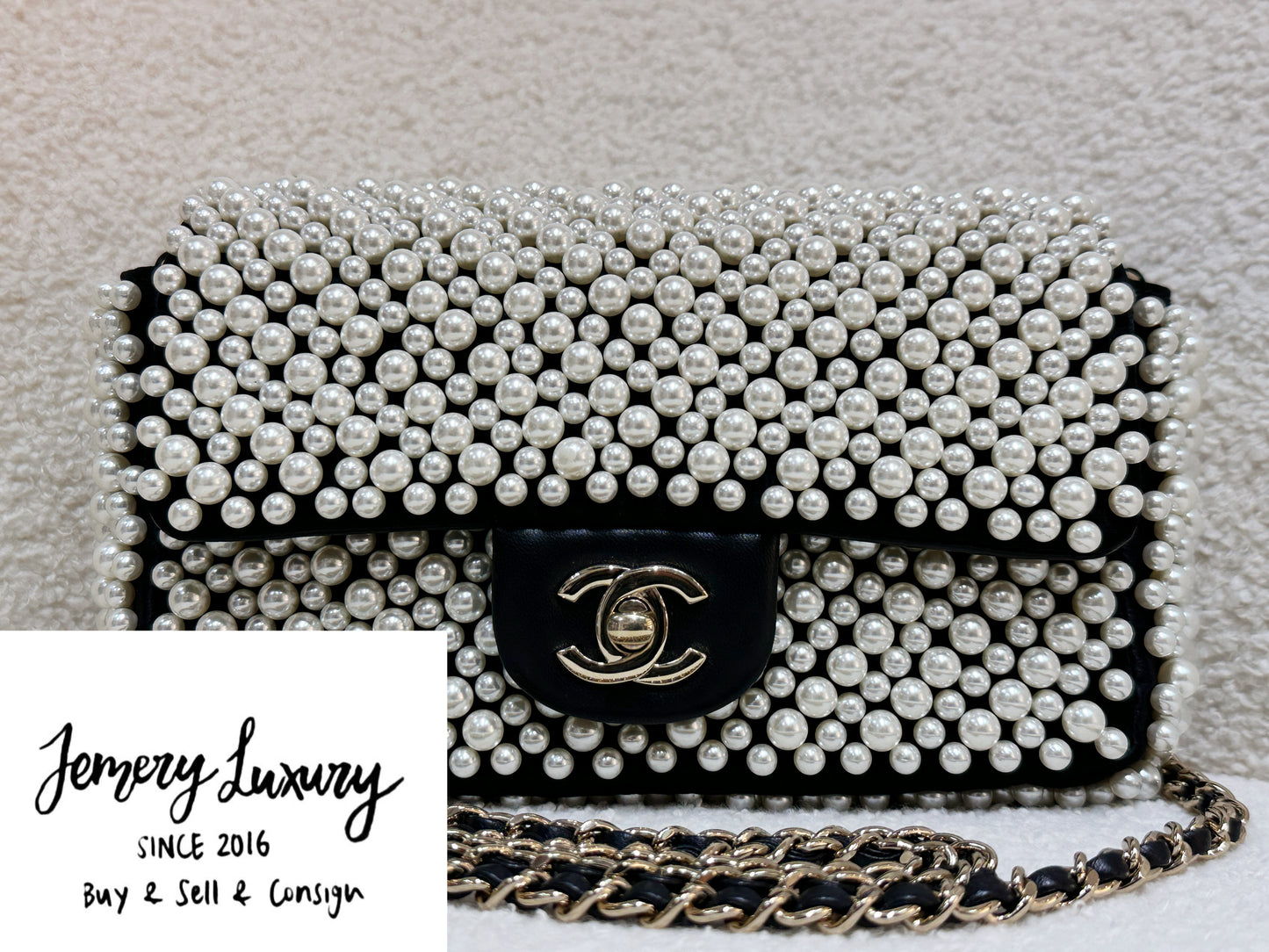Chanel 19S Pearl On Flap Mini Rectangular Bag LGHW 2750 holo card