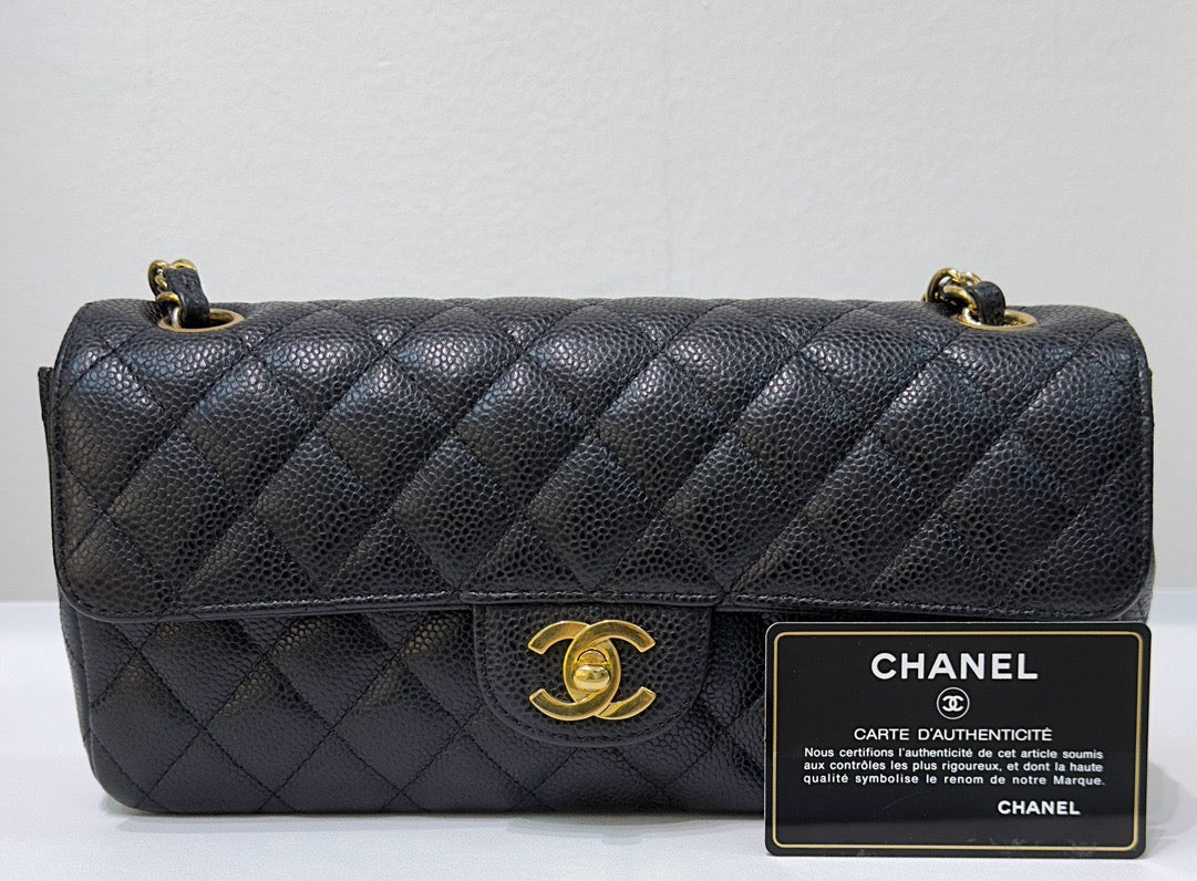 Chanel Caviar East West Flap Bag Black GHW