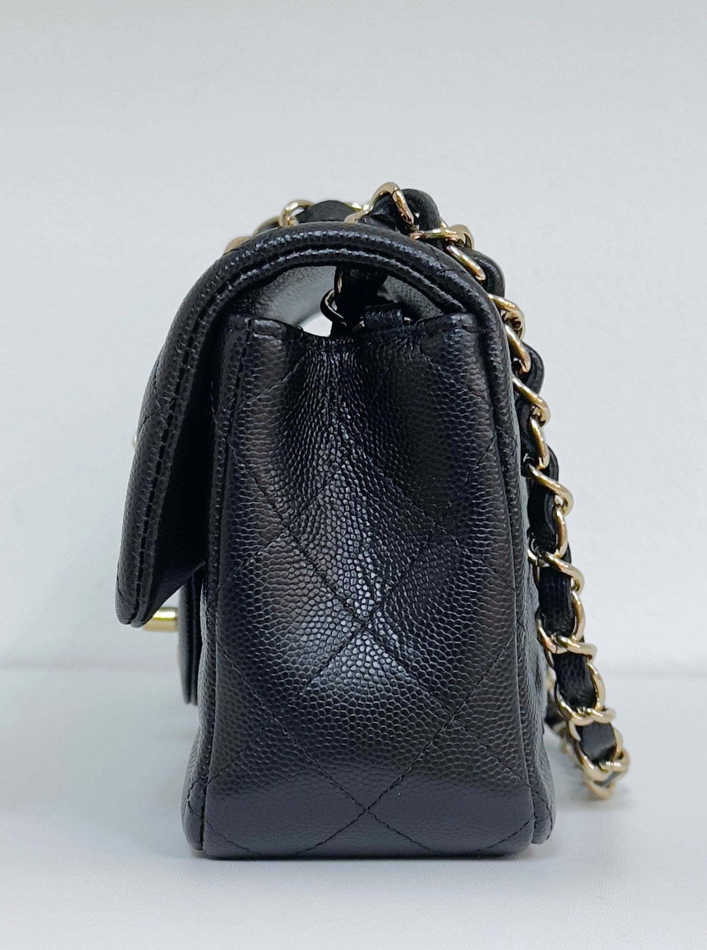 Chanel Mini Rectangular Classic Flap Black Bag 17B GHW 2445 holo card