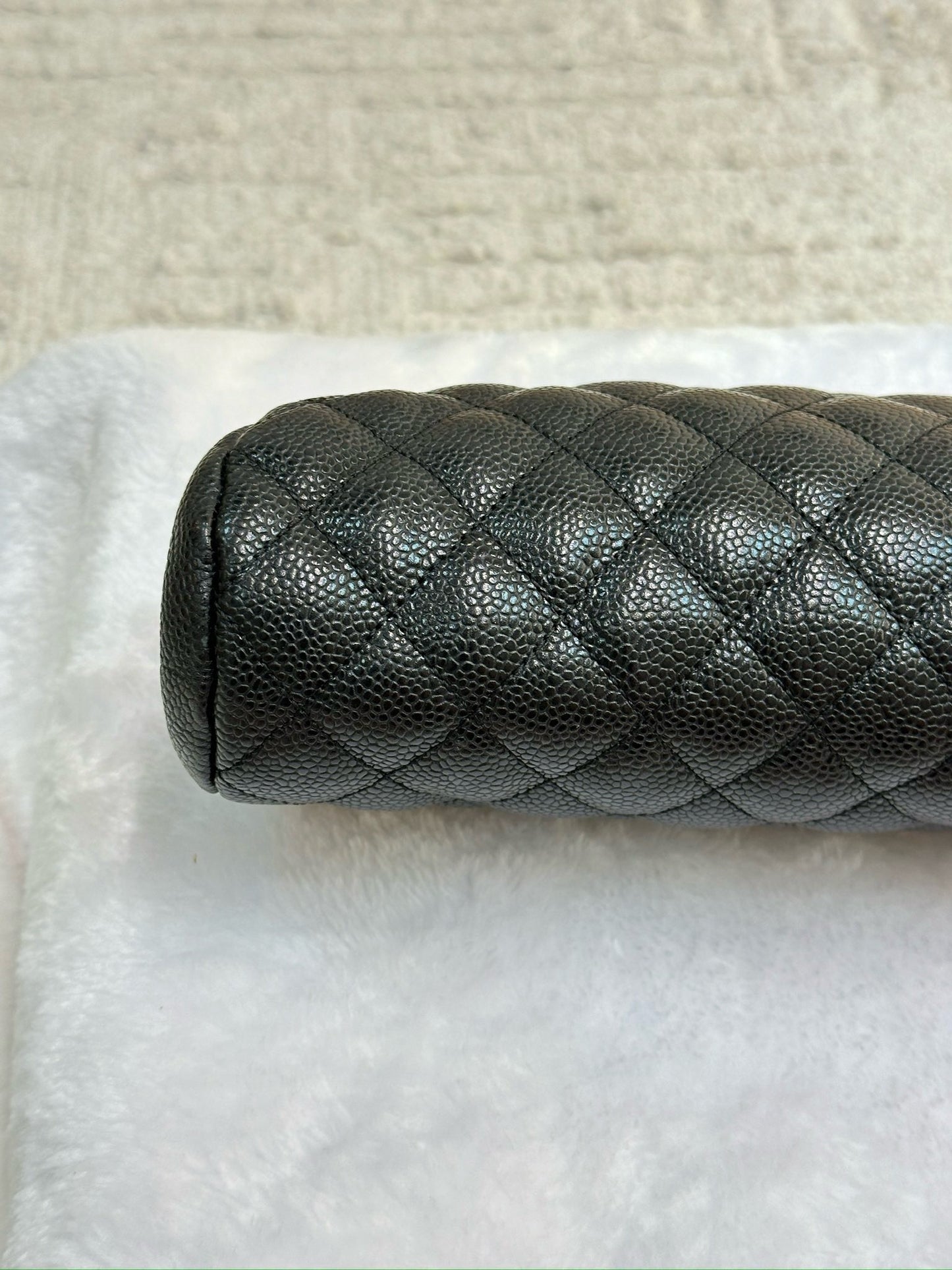 Chanel Quilted Timeless Kisslock Clutch Black Caviar SHW