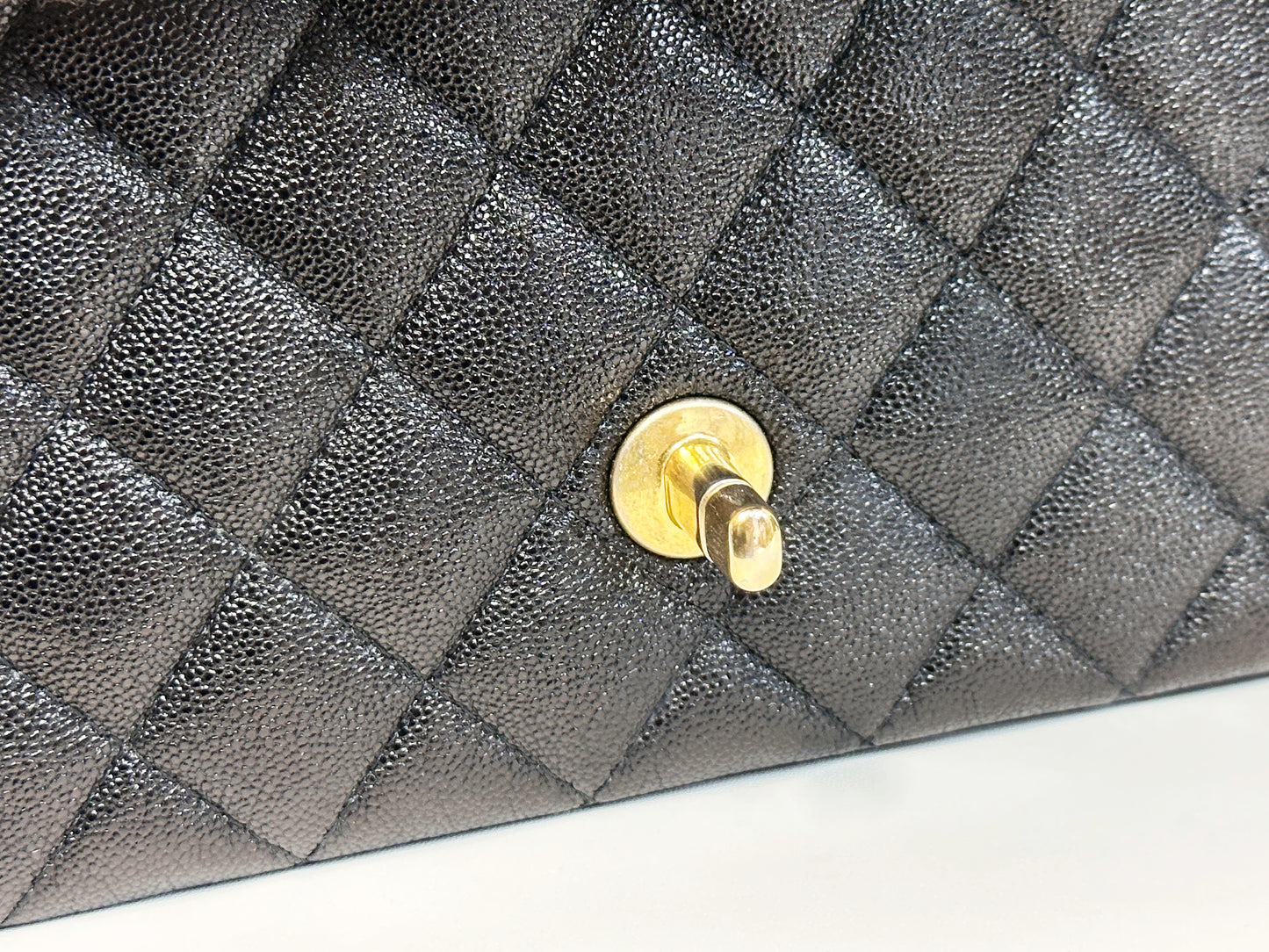 Chanel Mini Rectangular Top Handle Flap Bag Black Caviar GHW 3129 holo card