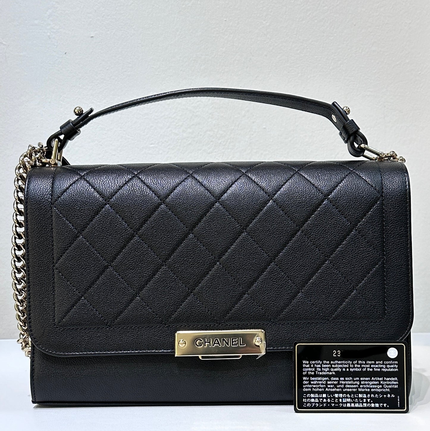 Chanel Black Leather Large Label Click Flap Bag