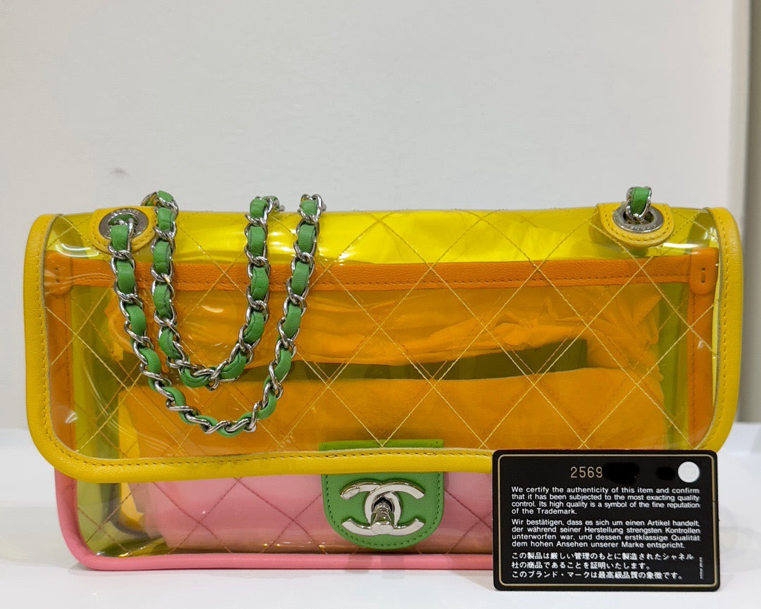 Chanel Medium Coco Splash PVC Flap Bag Yellow/Green/Pink SHW