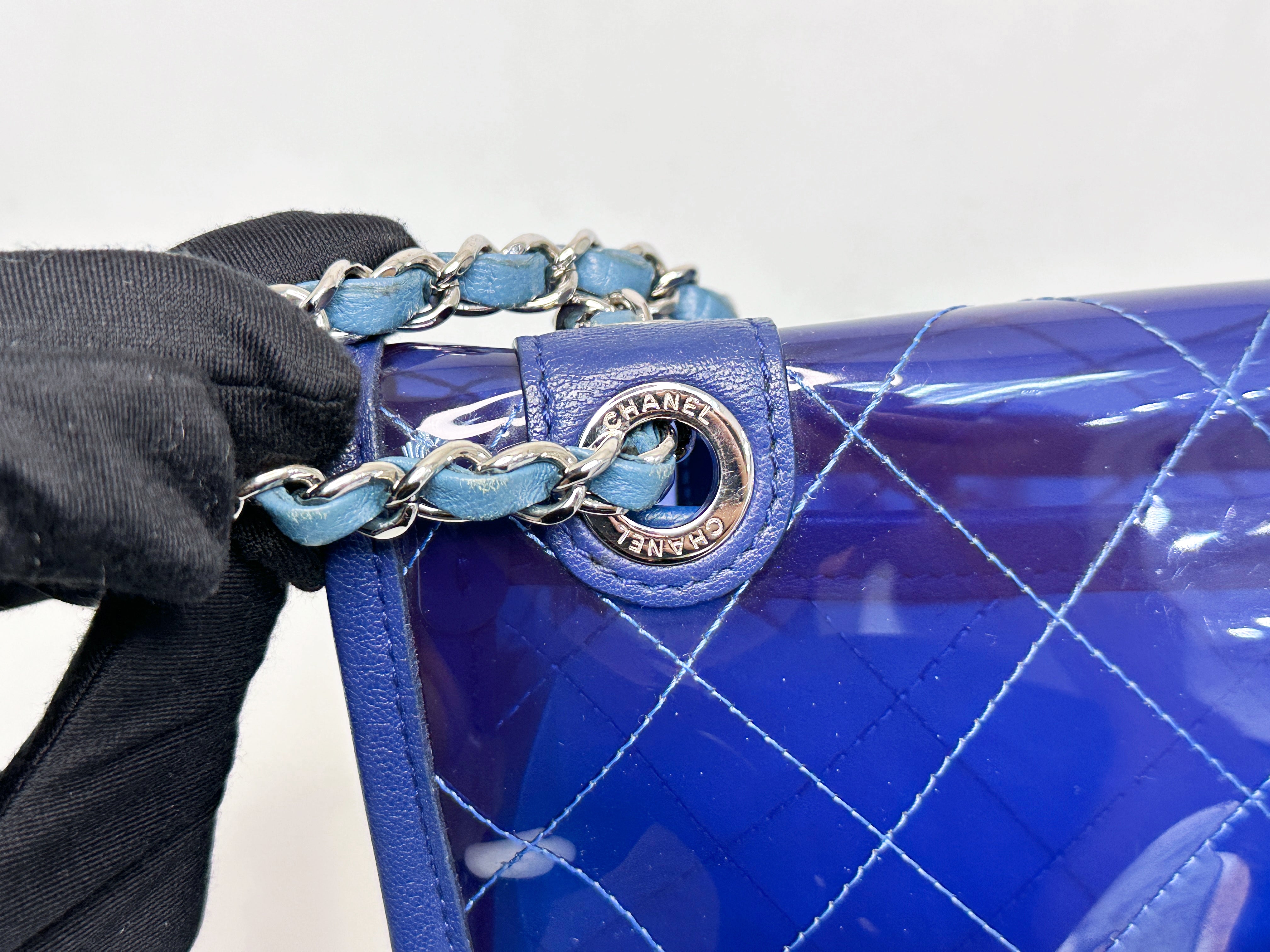 Chanel Blue Coco Splash PVC Medium Flap Bag 2583 holo