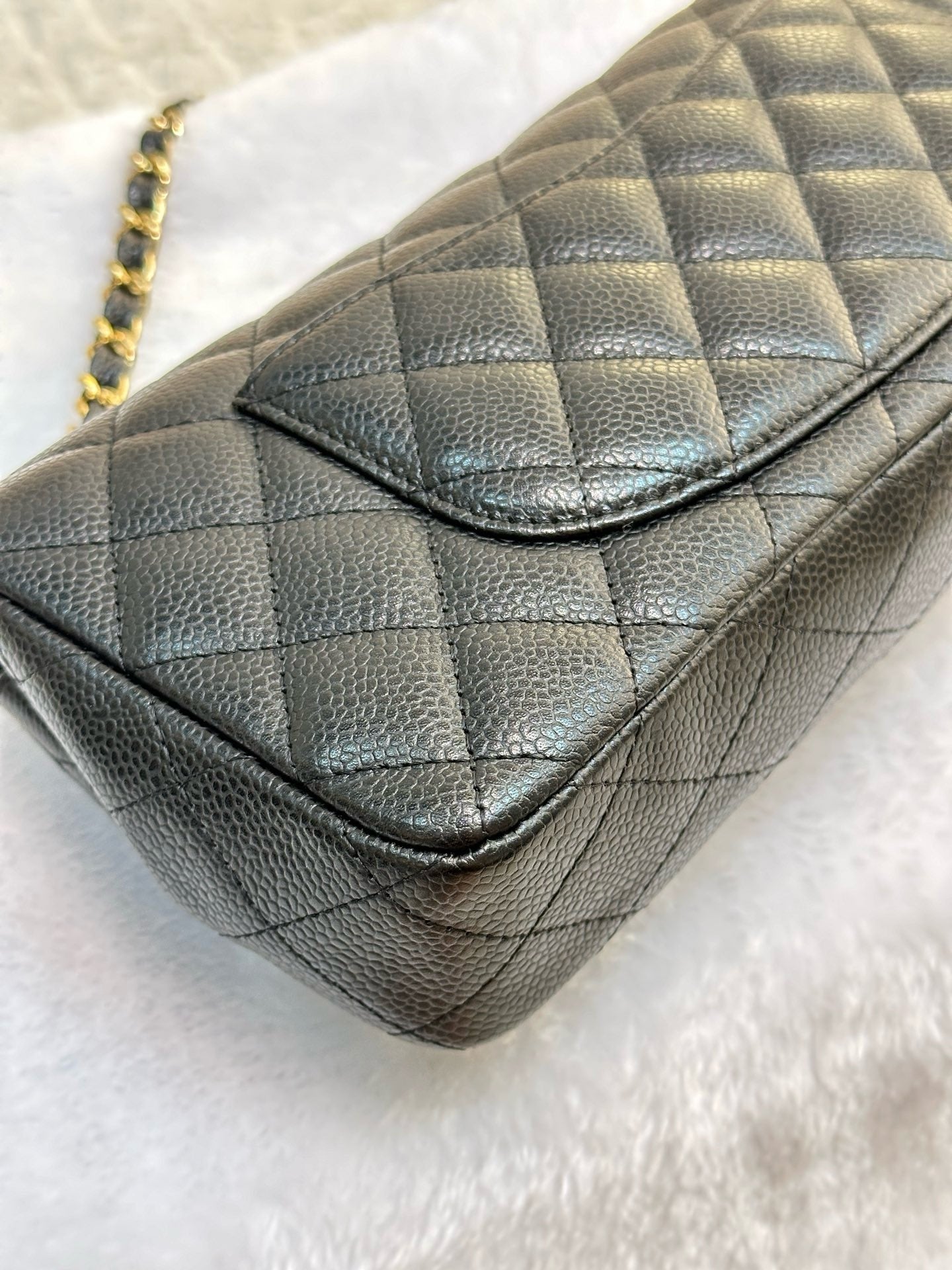 Chanel Caviar East West Flap Bag Black GHW  holo 1304 db