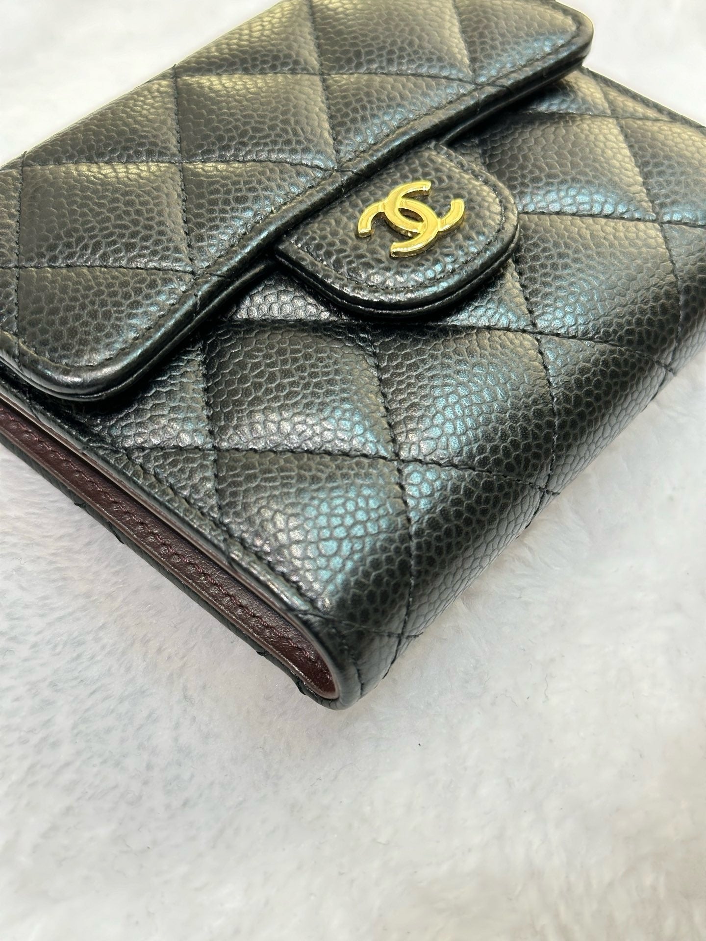 Chanel Flap Wallet Black Caviar GHW GPT tag