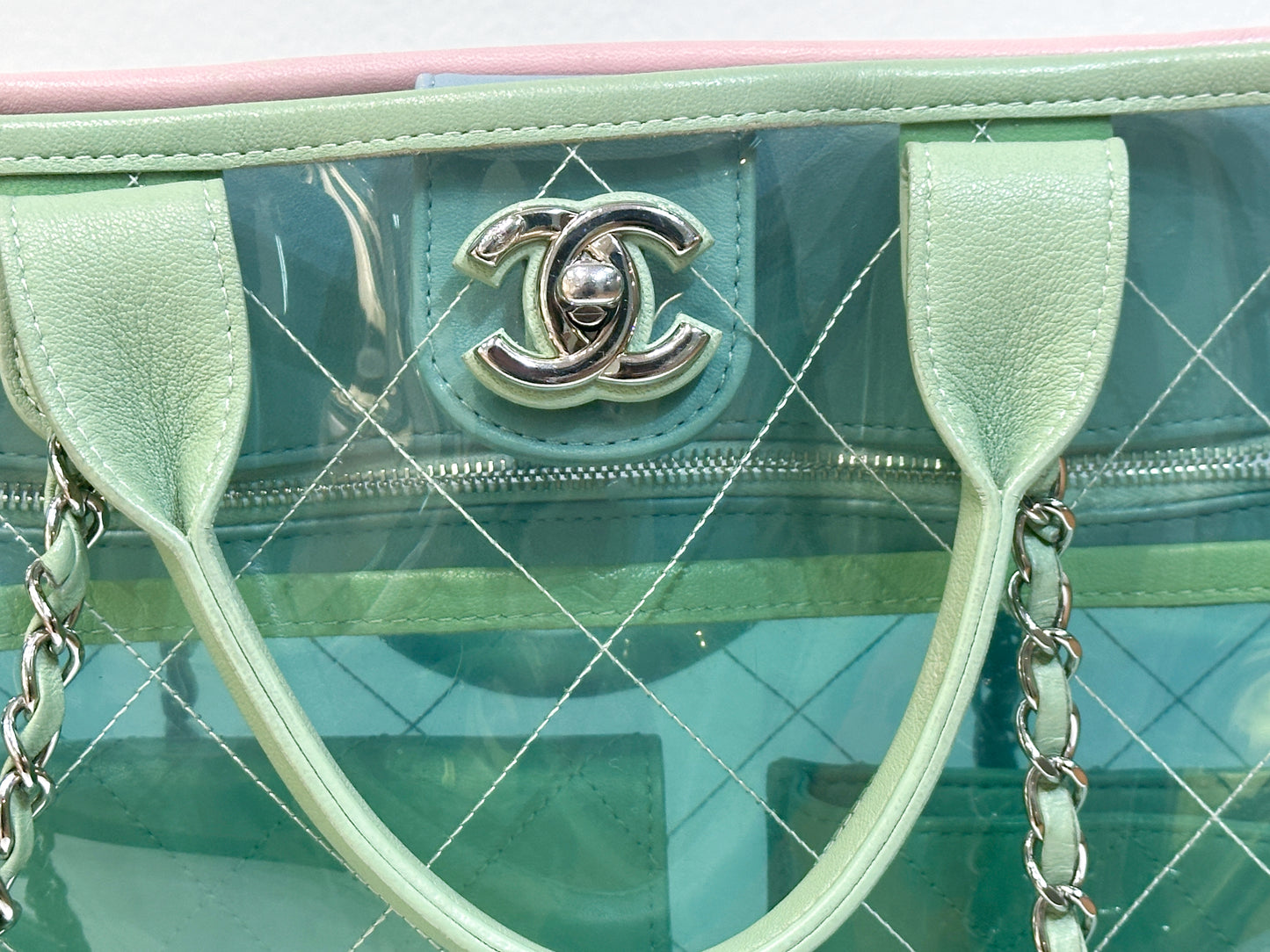 Chanel Coco Splash Bag Green/Pink/Blue 2584 holo card