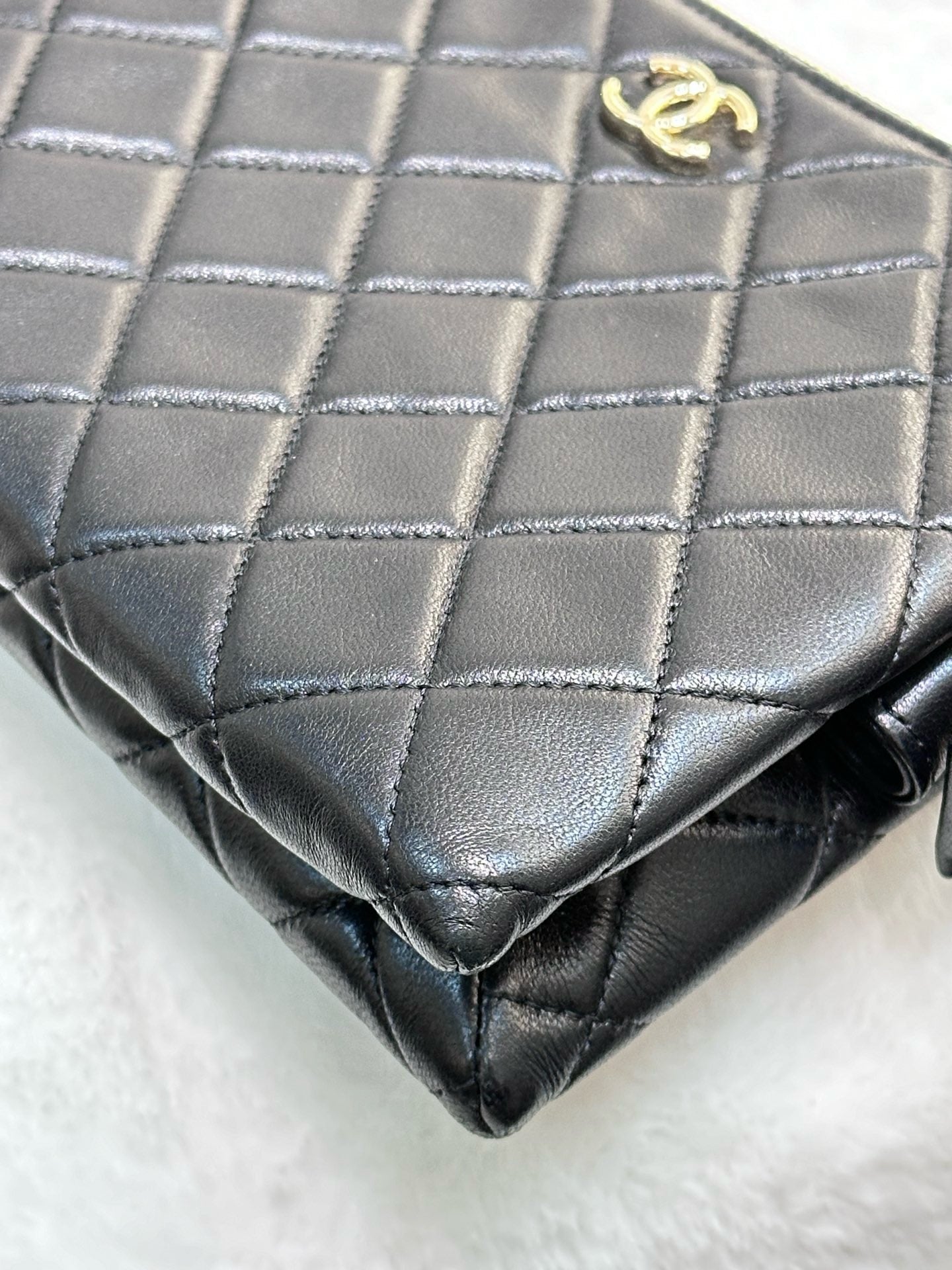 Chanel Coco Charms Quilted Pouch Bag Black