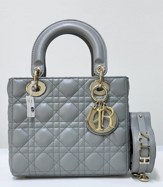 Dior Small Lady Dior My ABCDior Cannage Lambskin Gray