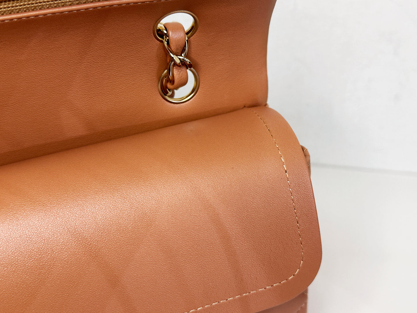 Chanel 21P Caramel Medium Lambskin Classic Double Flap Bag LGHW 3102 holo card