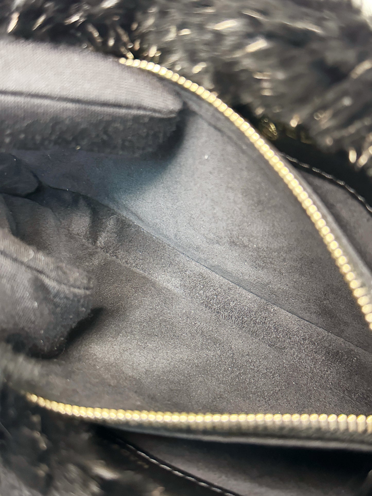 Chanel CC Black Fur Chain Clutch 2270 holo card