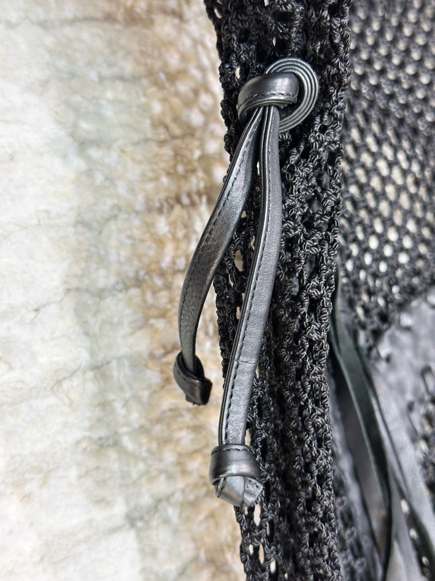 Chanel Limited Edition Resort 2011 Black Fringe Mesh Tote Bag 1373 holo card