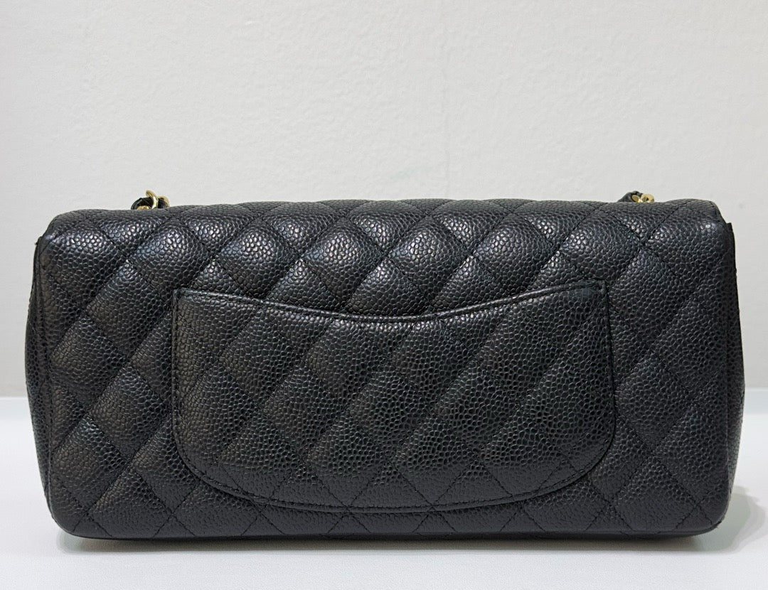 Chanel Caviar East West Flap Bag Black GHW