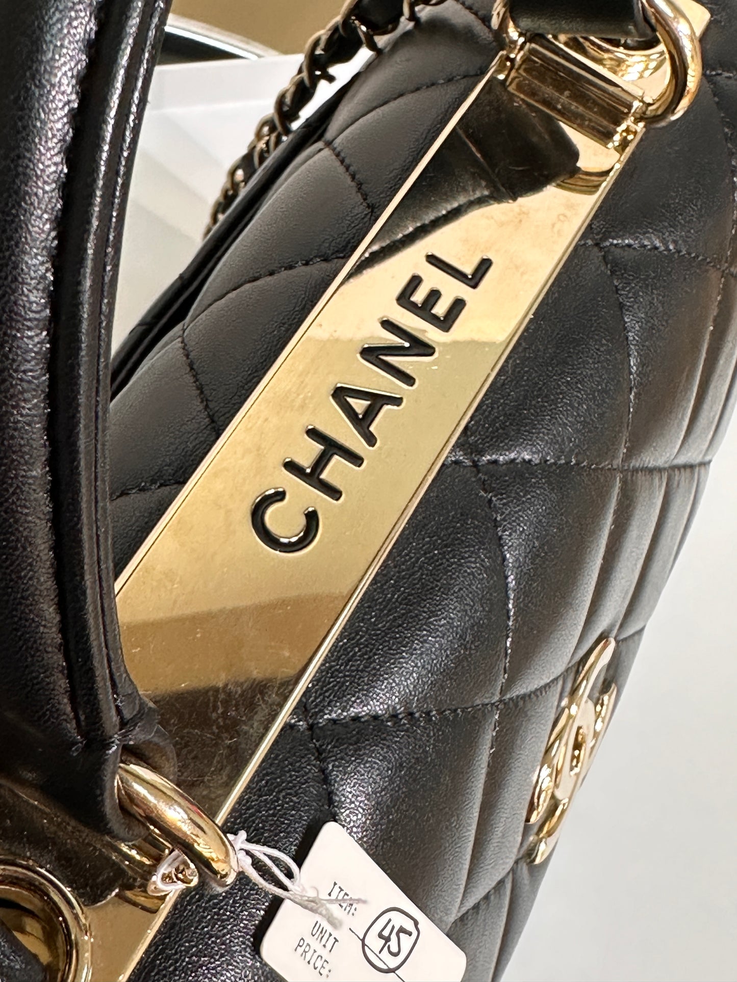 CHANEL Black Small Trendy Flap Bag Microchipped Light Gold Hardware