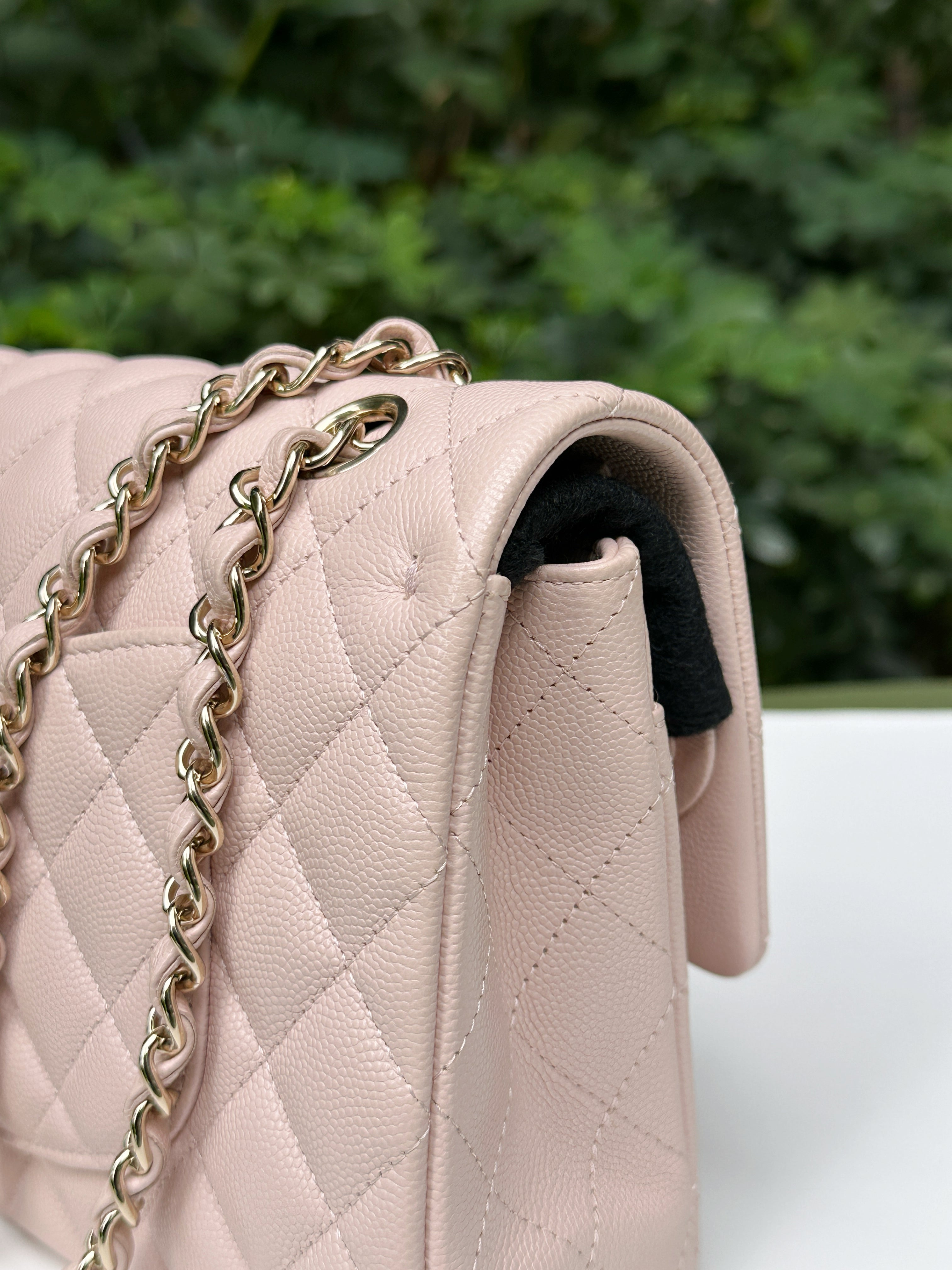 Chanel Medium Caviar Quilted Double Flap Light Pink 21ＣOutside