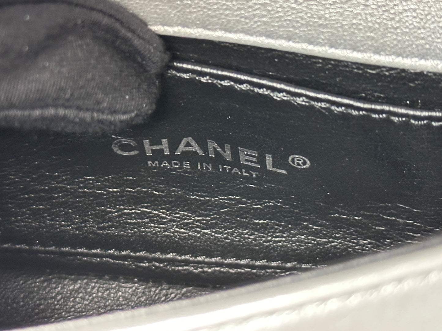 Chanel Mini Camellia Lambskin Shiny Silver SHW 2245 holo