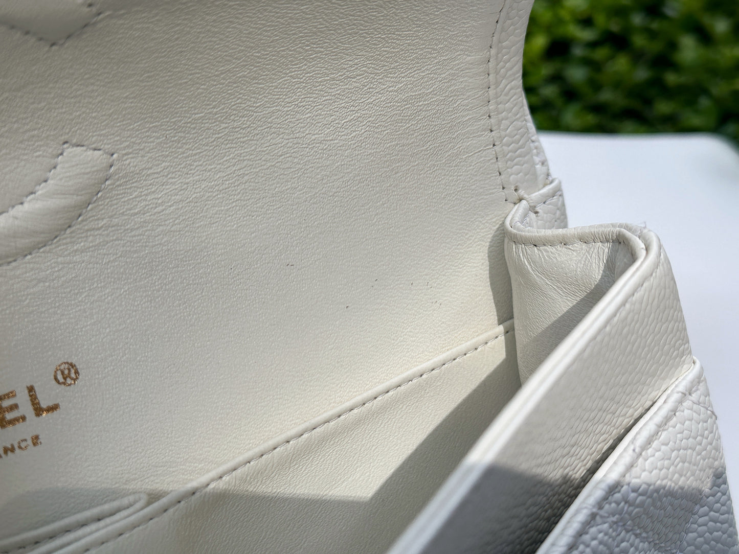 Chanel White Caviar Medium Classic Double Flap Bag 1350 holo