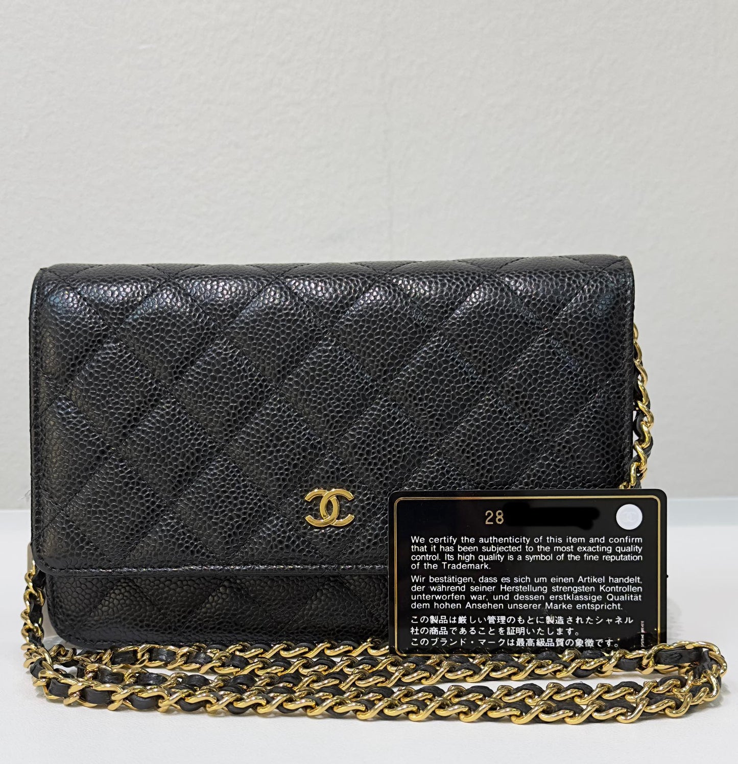 Chanel Classic Wallet on Chain Caviar Black GHW 28 Holo