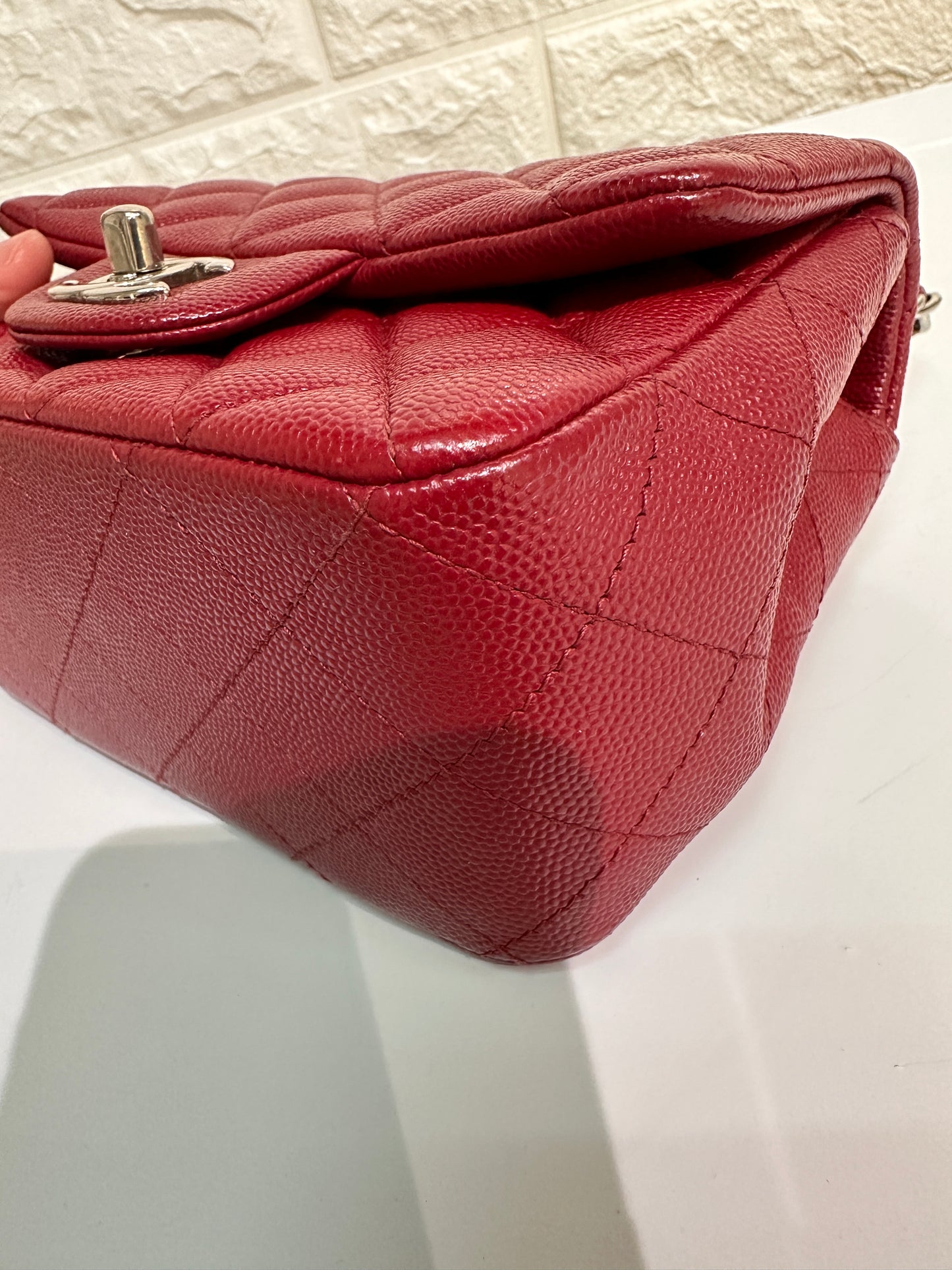 Chanel Classic Square Mini Flap in Red Caviar and SHW