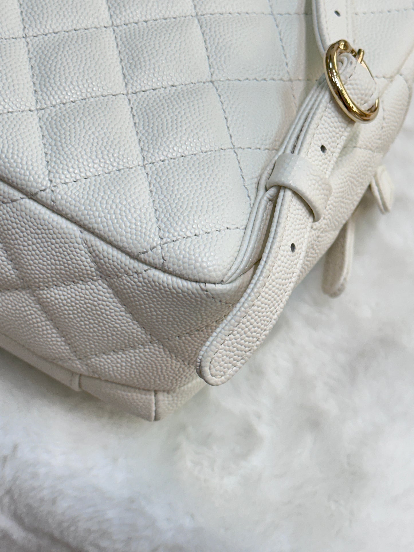 Chanel White CC Day Mini Quilted Backpack