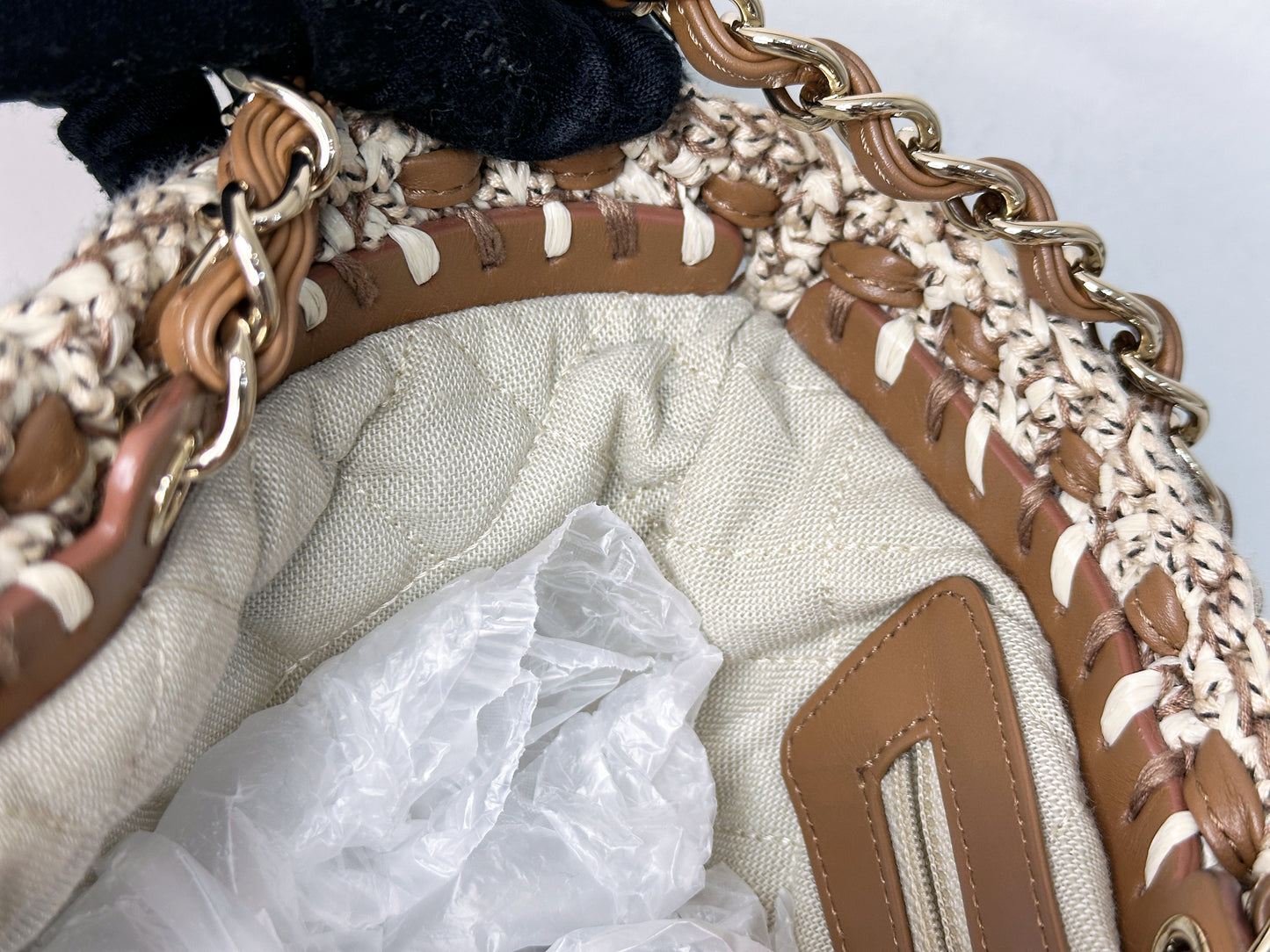 CHANEL CC Tote Bag CC Mark Chain Basket Bag Small Chain Shoulder Bag TEAL microchip
