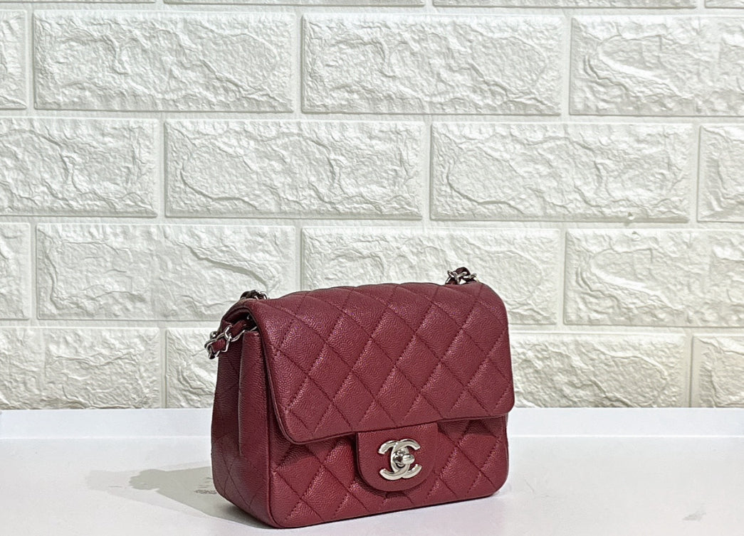 Chanel Classic Square Mini Flap in Red Caviar and SHW