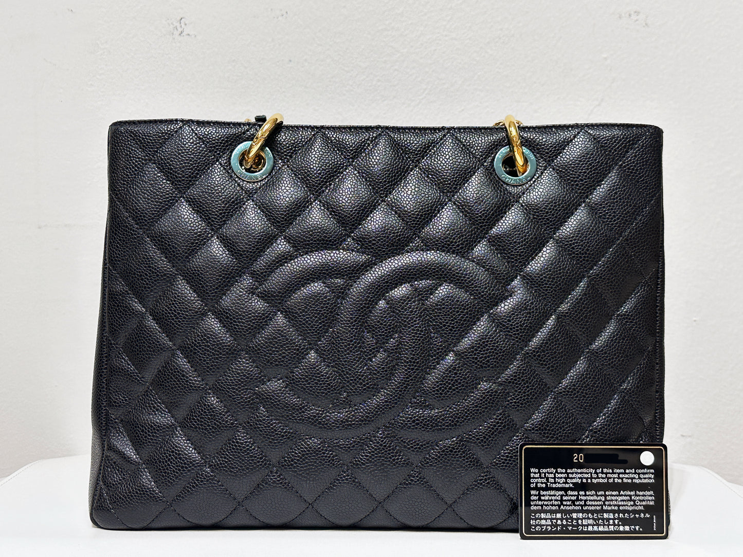 Chanel Caviar Grand Shopping Tote GST Black GHW 2021 holo card