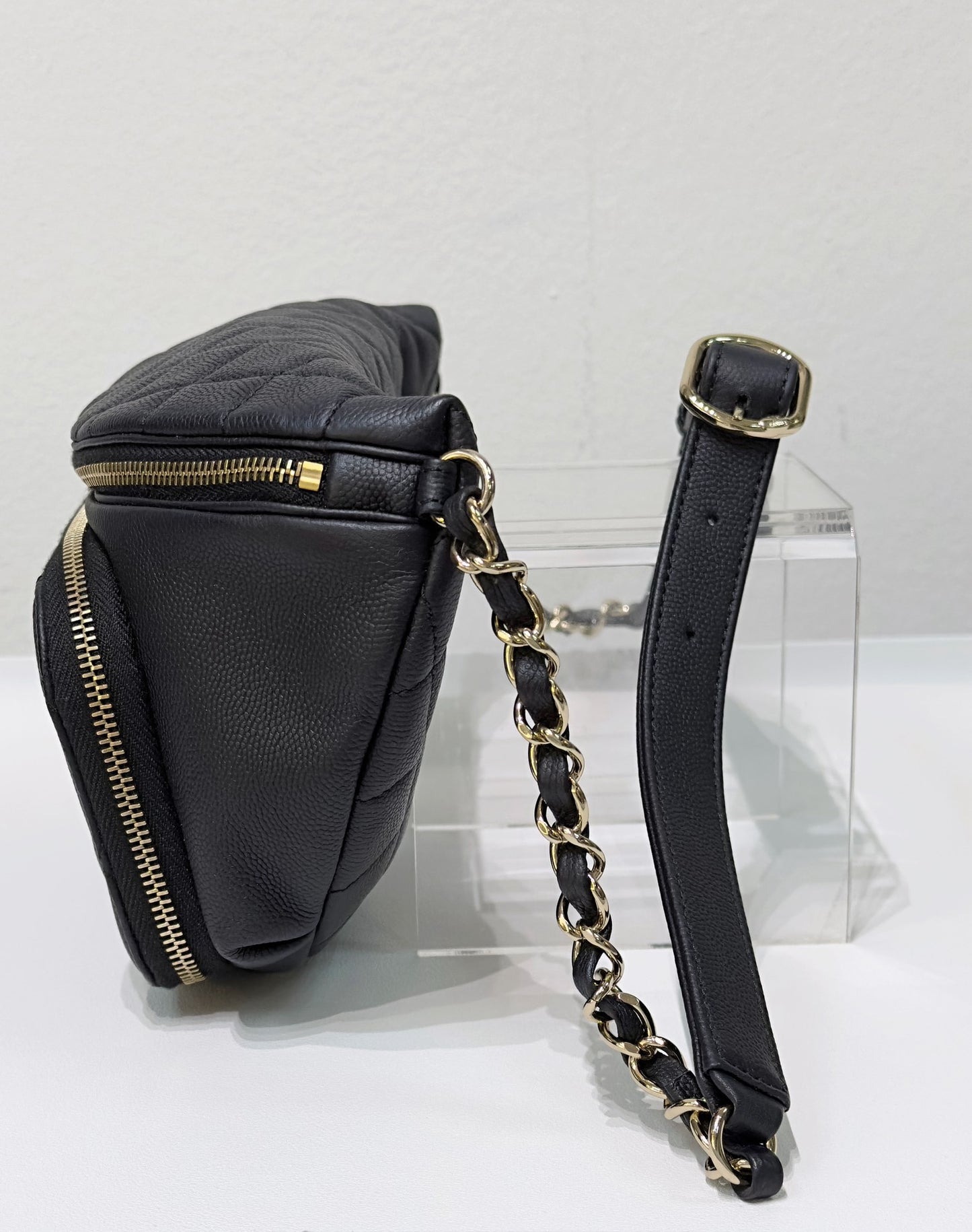 Chanel Black Quilted Caviar Leather Business Affinity Waist Belt Bag