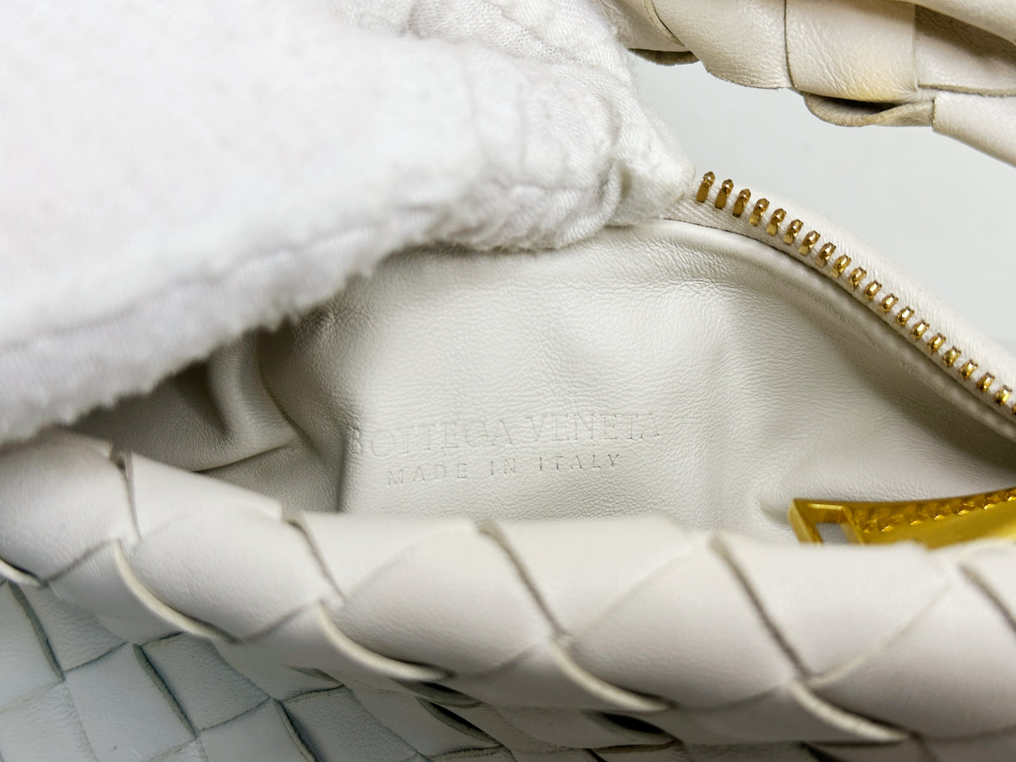 Bottega Veneta White Intrecciato Leather Mini Jodie Bag