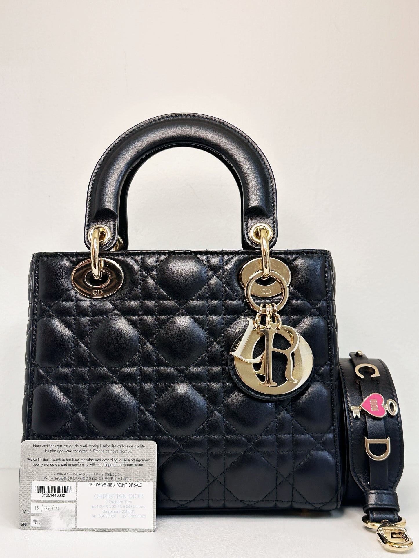 CHRISTIAN DIOR Lambskin Cannage Small My ABCDior Lady Dior Black GHW