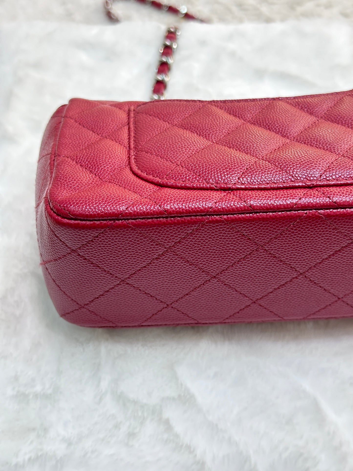 Chanel Mini Rectangular Caviar Quilted Flap Red 17B SHW