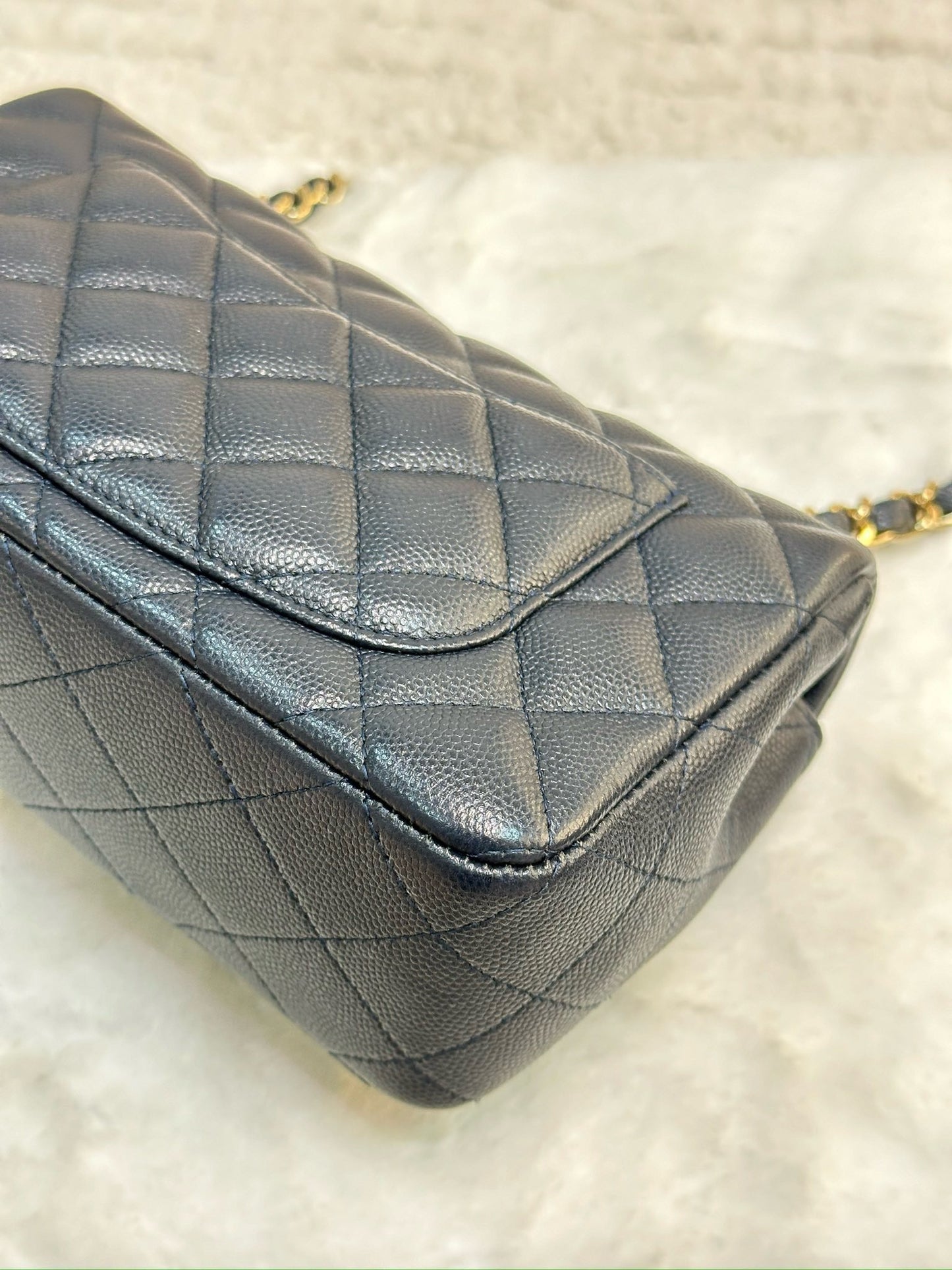 Chanel Mini Rectangular Caviar Navy Blue GHW