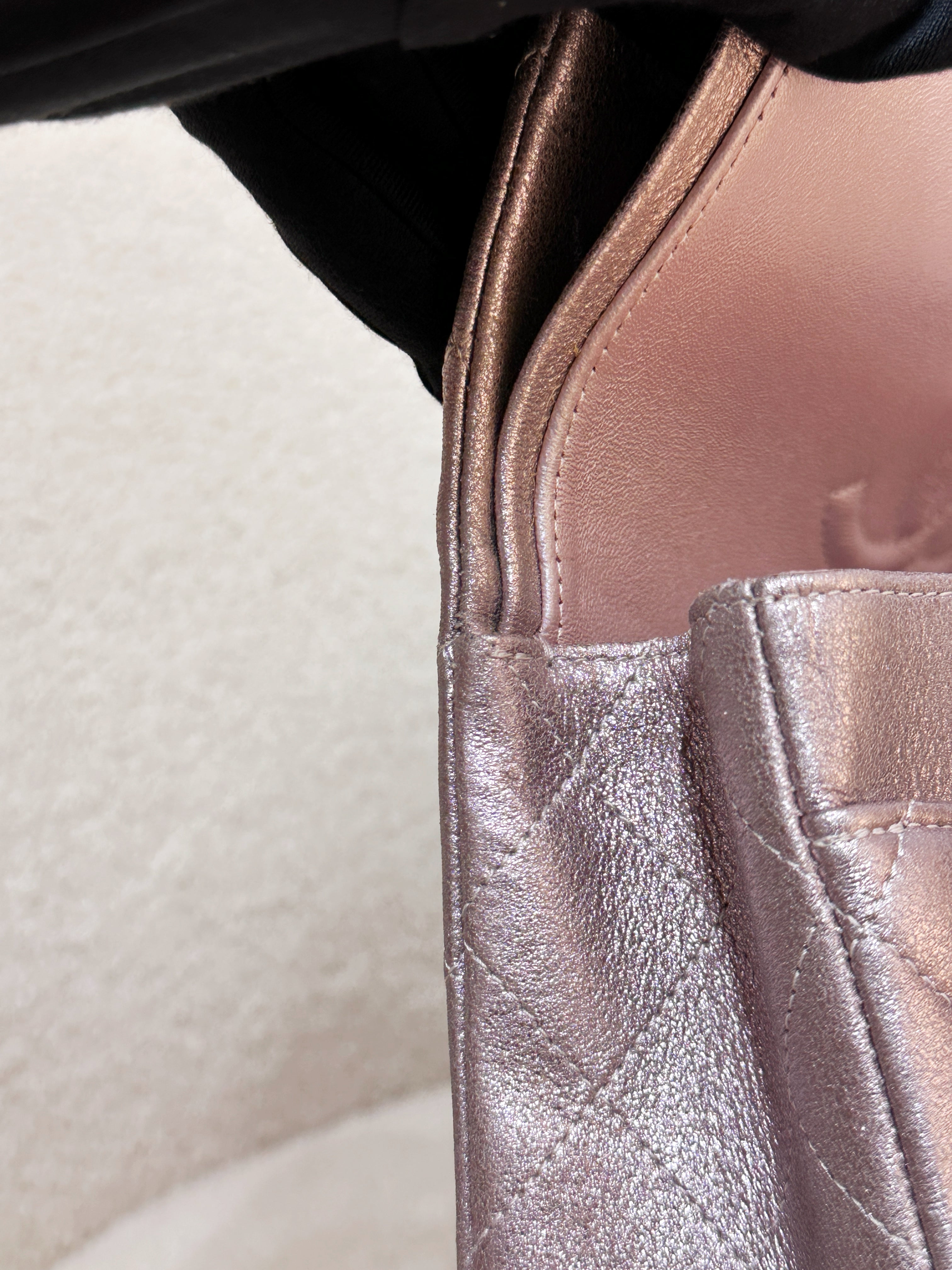 Chanel Classic Quilted Medium Double Flap Iridescent Pink (Calfskin)LGHW 1998 holo card