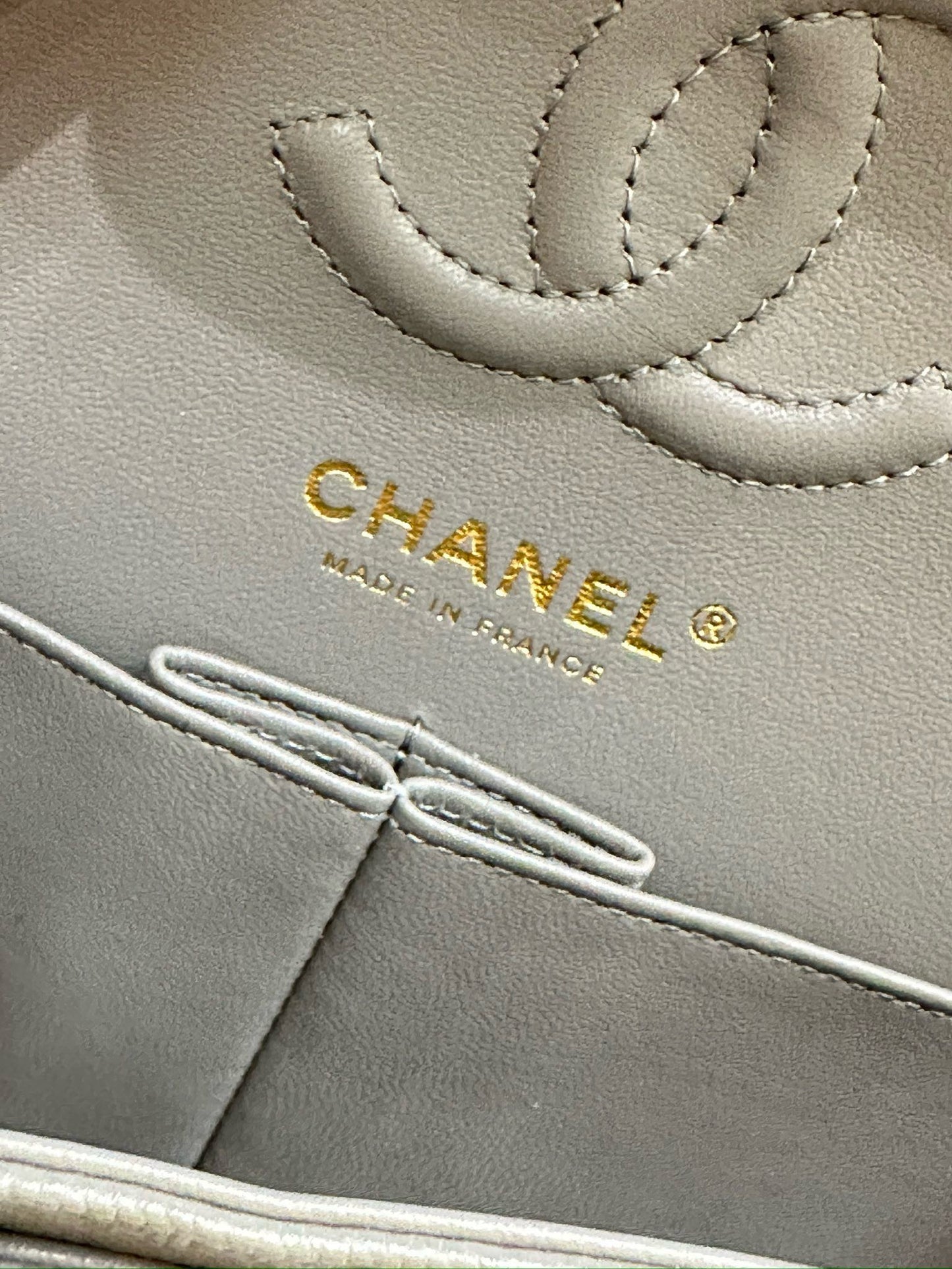 Chanel Small Caviar Quilted Double Flap Grey LGHW