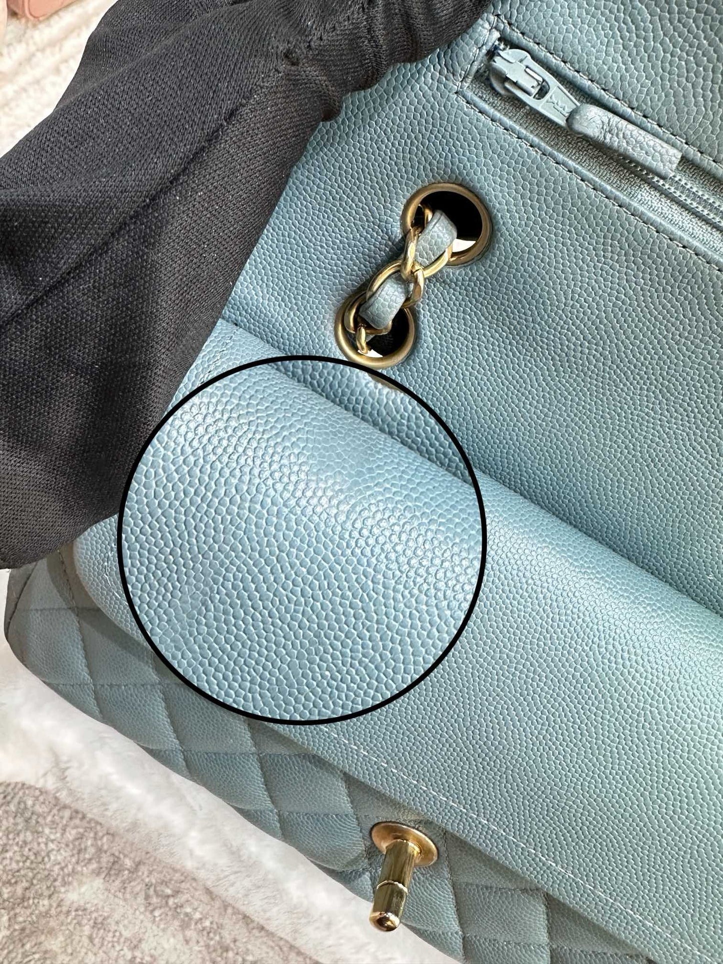 Chanel Medium Classic Sky Blue Bag 18C