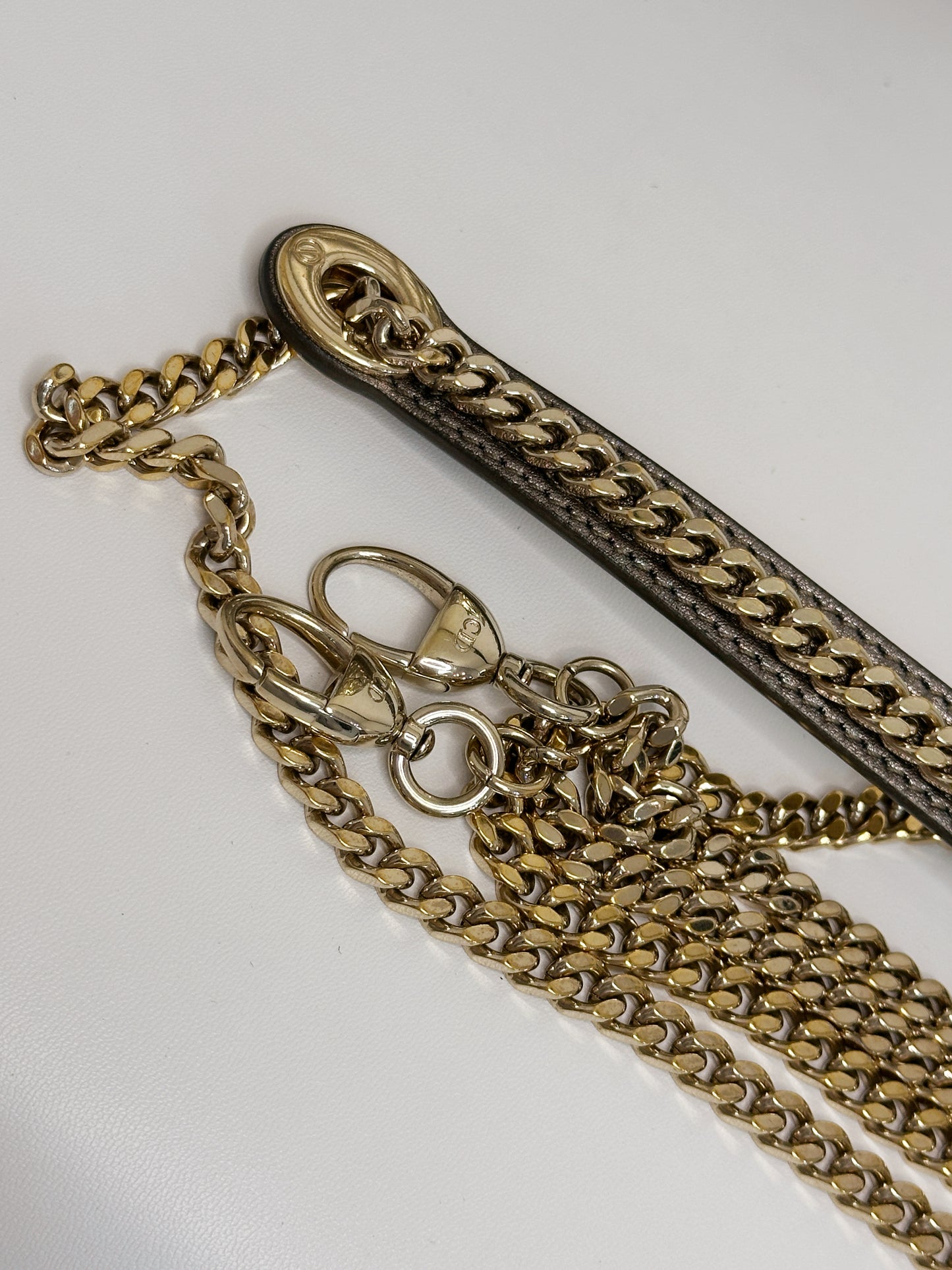 CHRISTIAN DIOR LADY MINI CALFSKIN CANNAGE BRONZE METALLIC GOLDEN HARDWARE CHAIN STRAP
