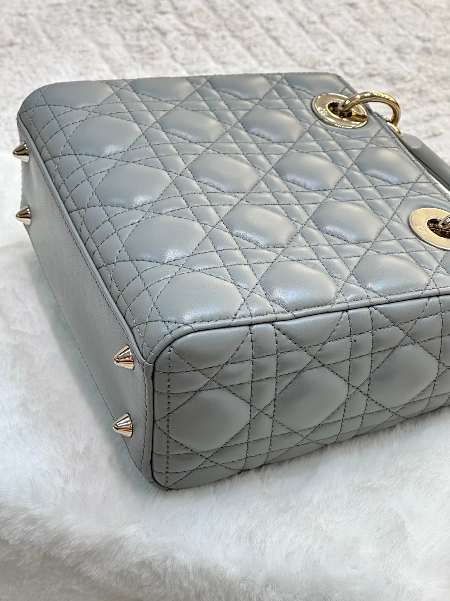 Dior Small Lady Dior My ABCDior Cannage Lambskin Gray