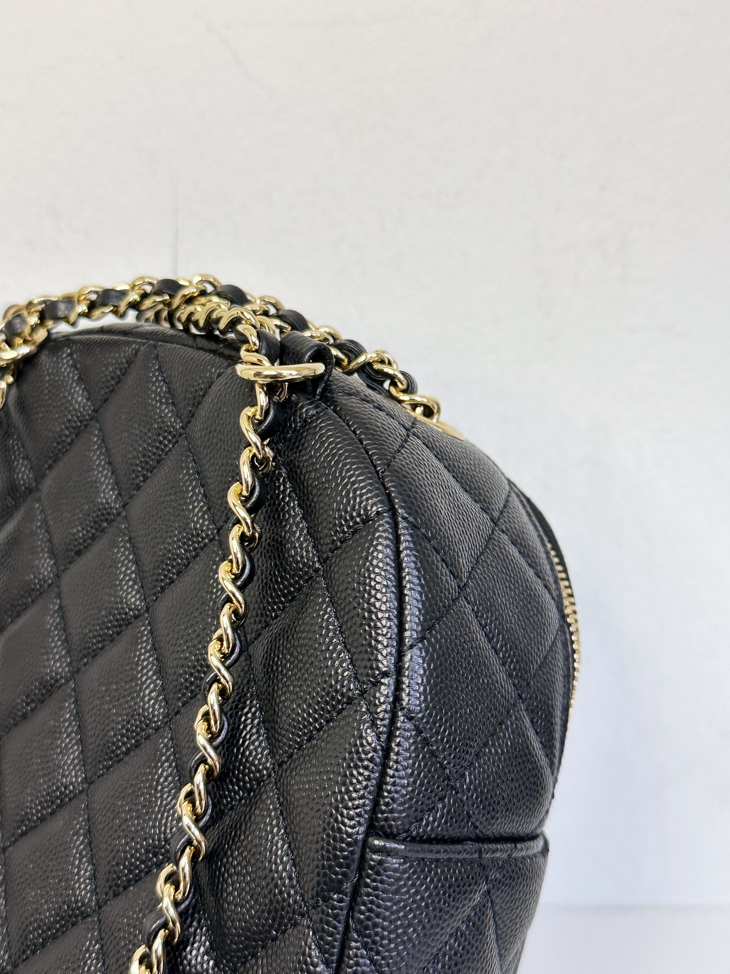 Chanel CC Day Backpack Quilted Caviar Mini Black 268 holo card