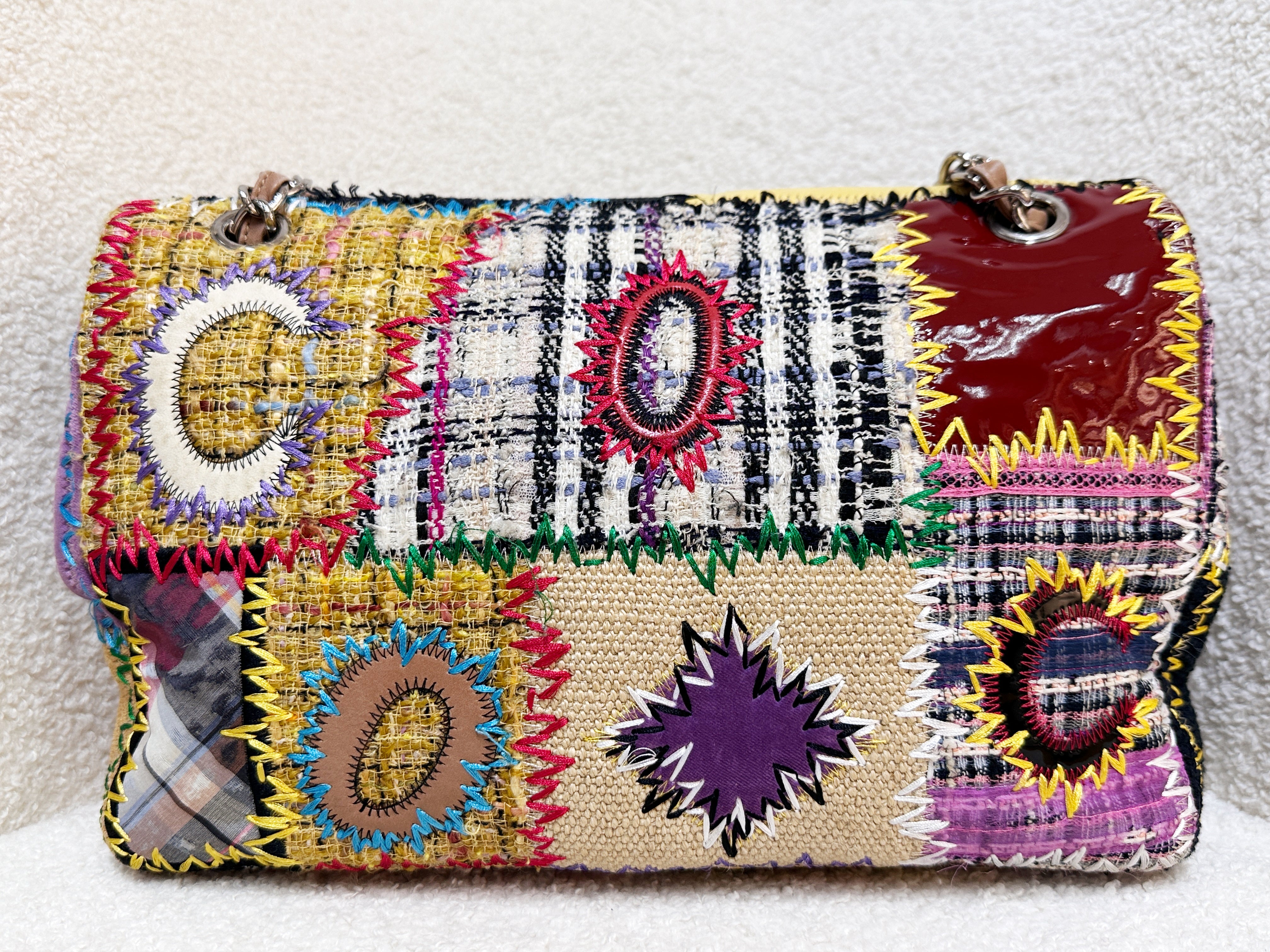 CHANEL TIMELESS PATCHWORK MULTICOLOR JUMBO SINGLE FLAP BAG 1443 holo card