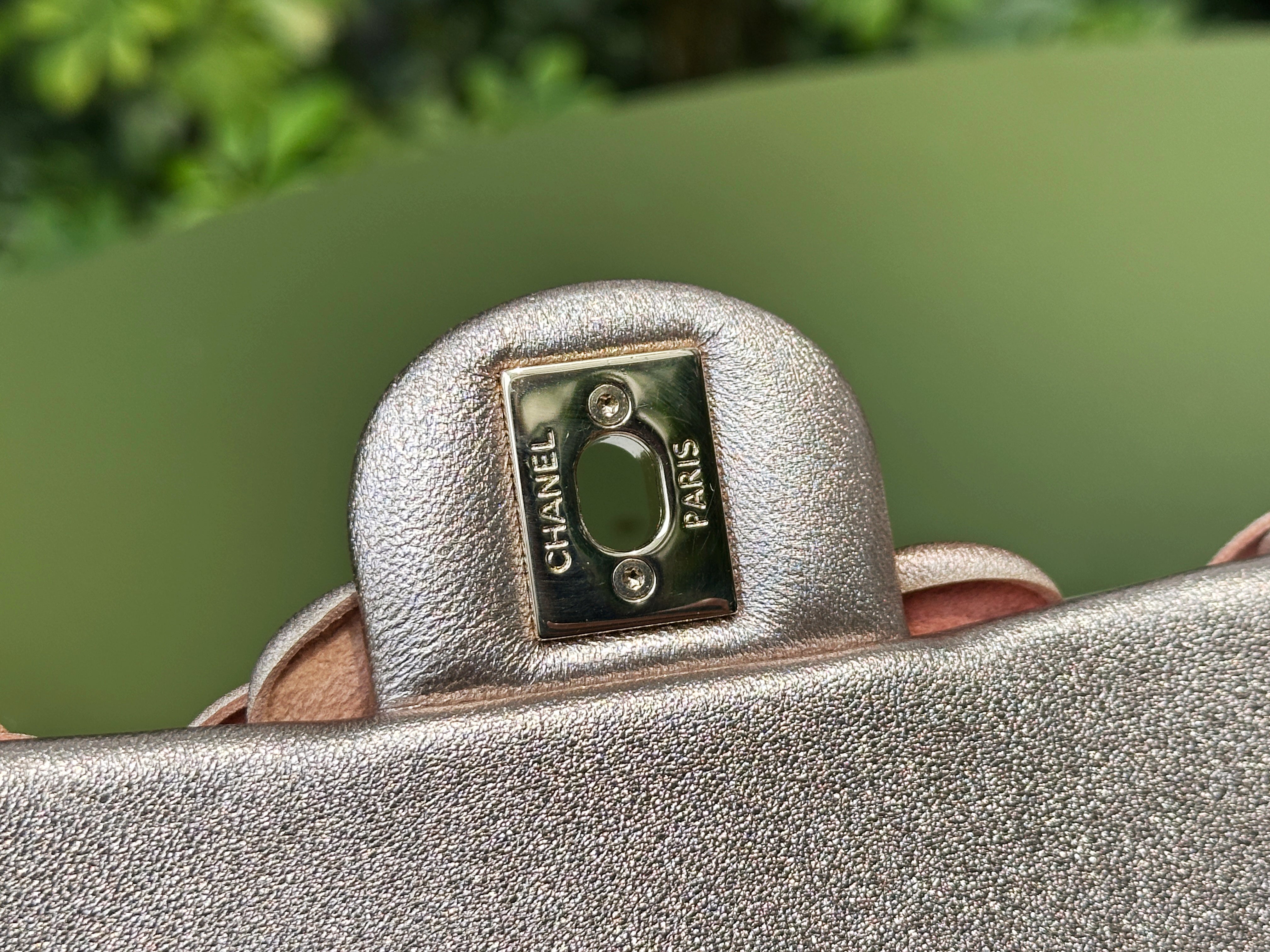 Chanel Camellia Mini Metallic Rose Gold/Pink Lambskin Gold Hardware 2078 holo card